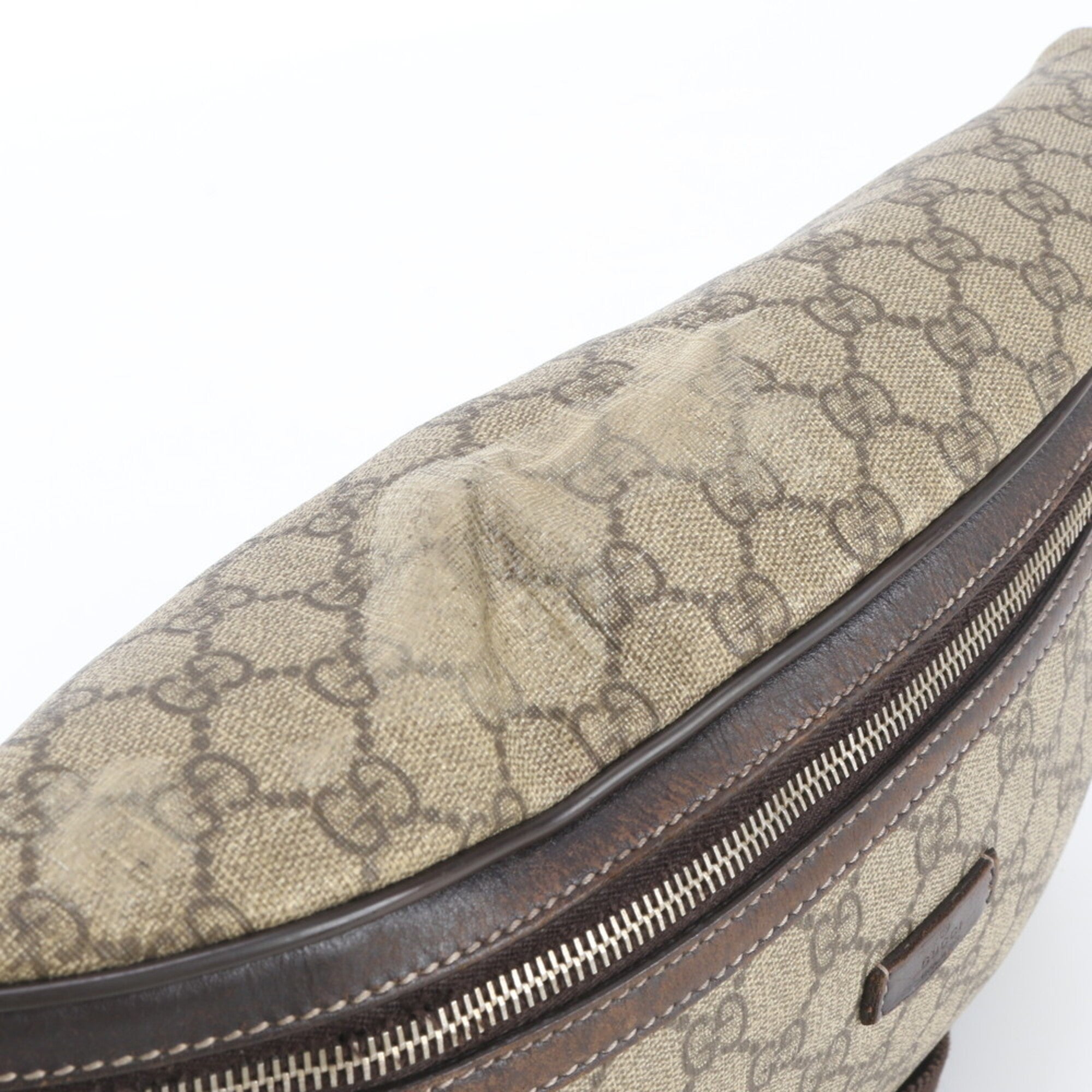 Gucci Beige Brown Leather Coated Canvas Fanny Pack Shoulder Bag Sling Bag Tote Bag (Pre-Owned)