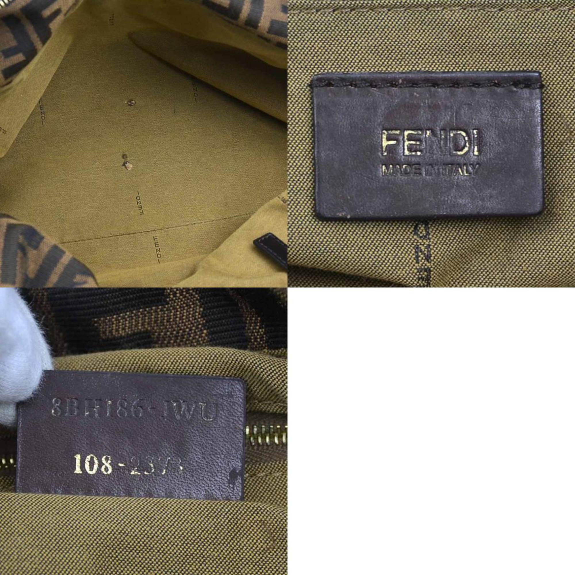 Fendi Brown Canvas Leather Shoulder Bag (Pre-Owned)