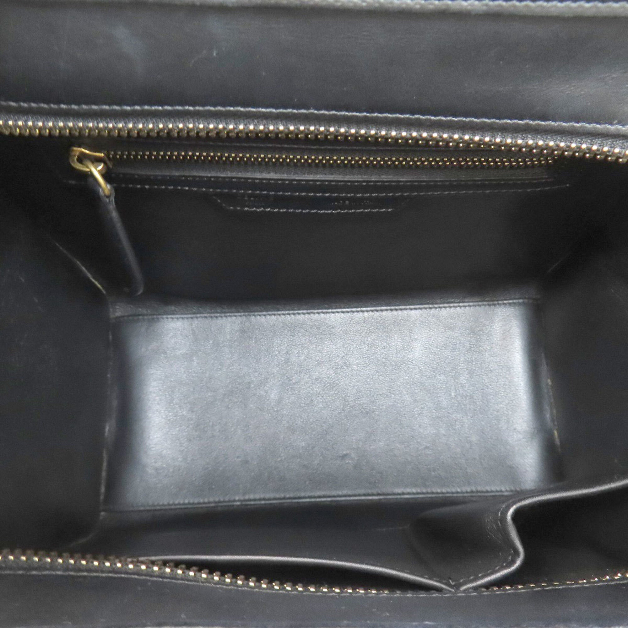 Celine Black Green White Leather Canvas Handbag (Pre-Owned)