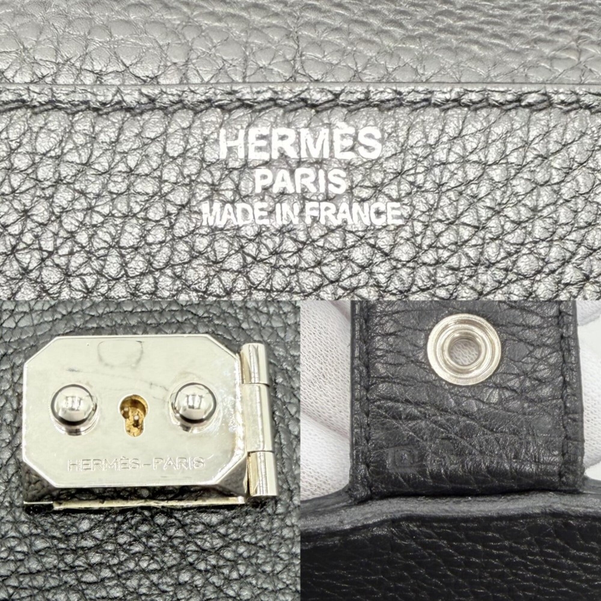 Hermes Black Leather Briefcase Handbag (Pre-Owned)