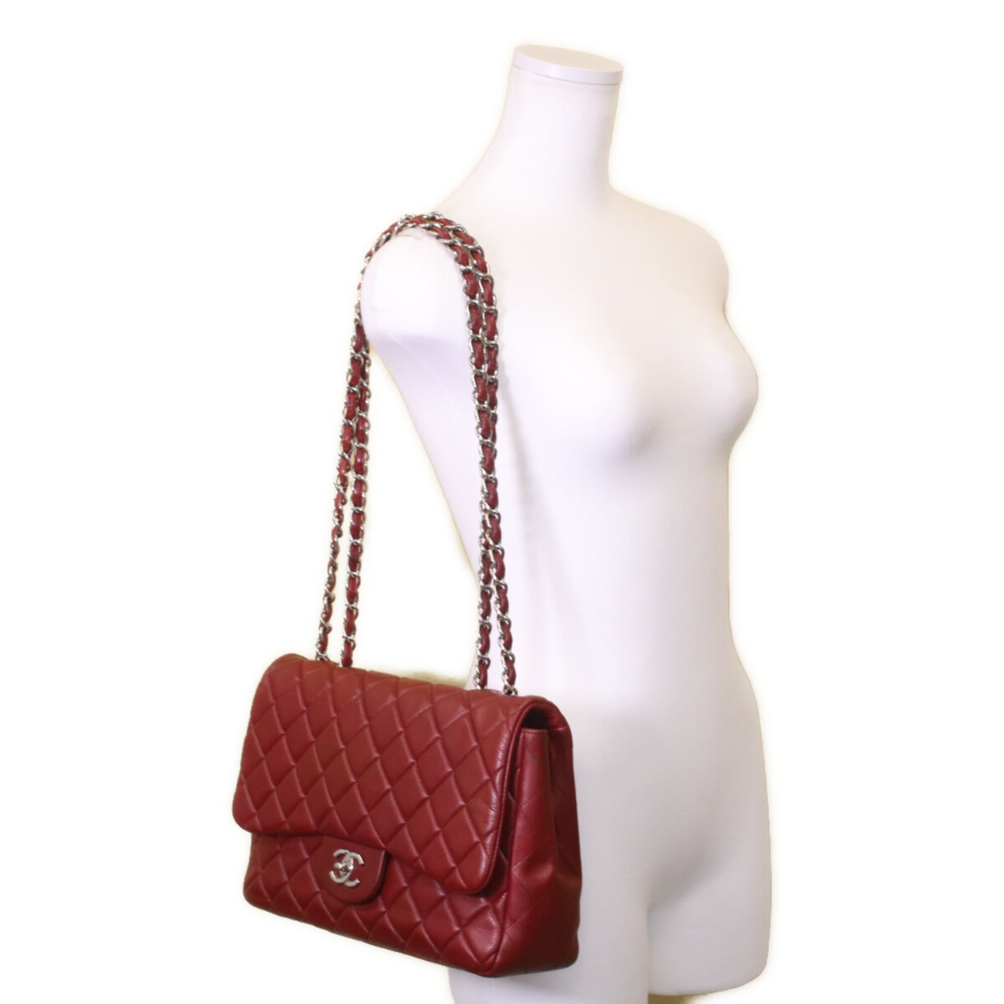 Chanel Red Color Grained Calfskin Tote Bag (Pre-Owned)