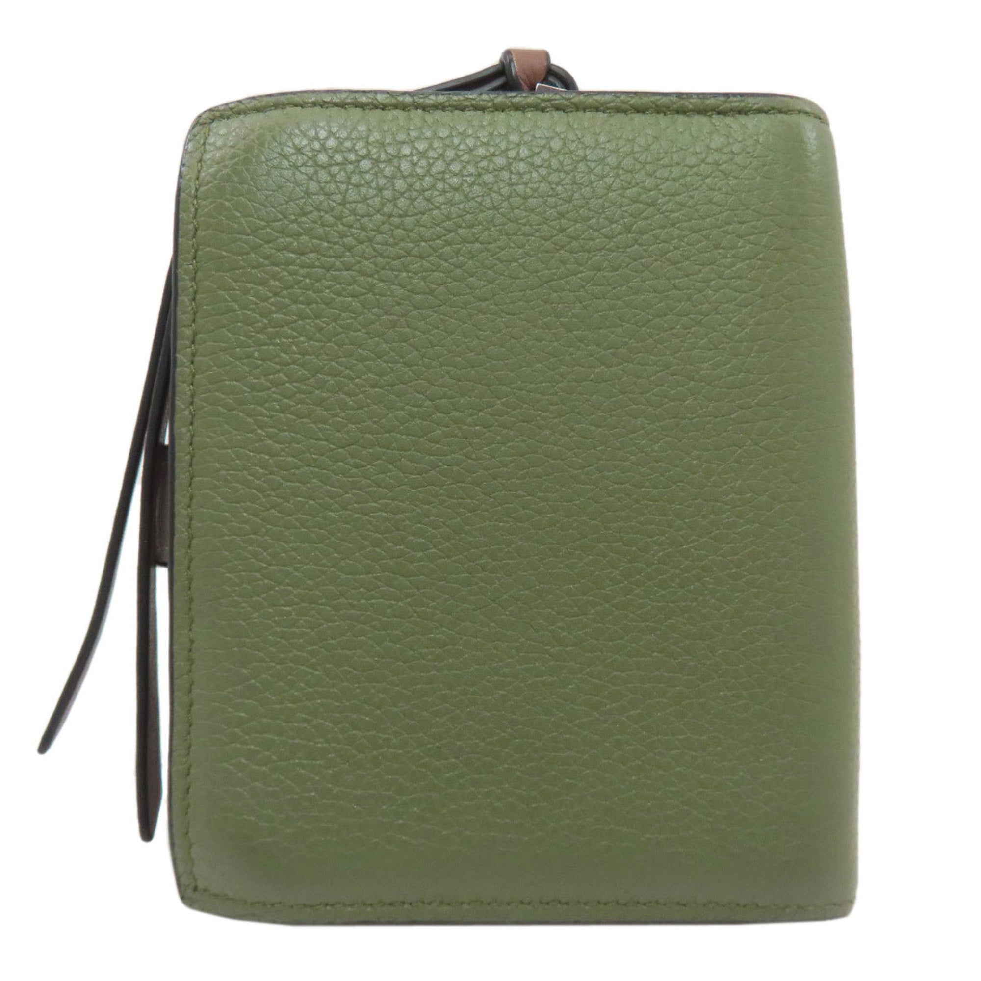Loewe Brown Green Leather Wallet (Bi-Fold) (Pre-Owned)