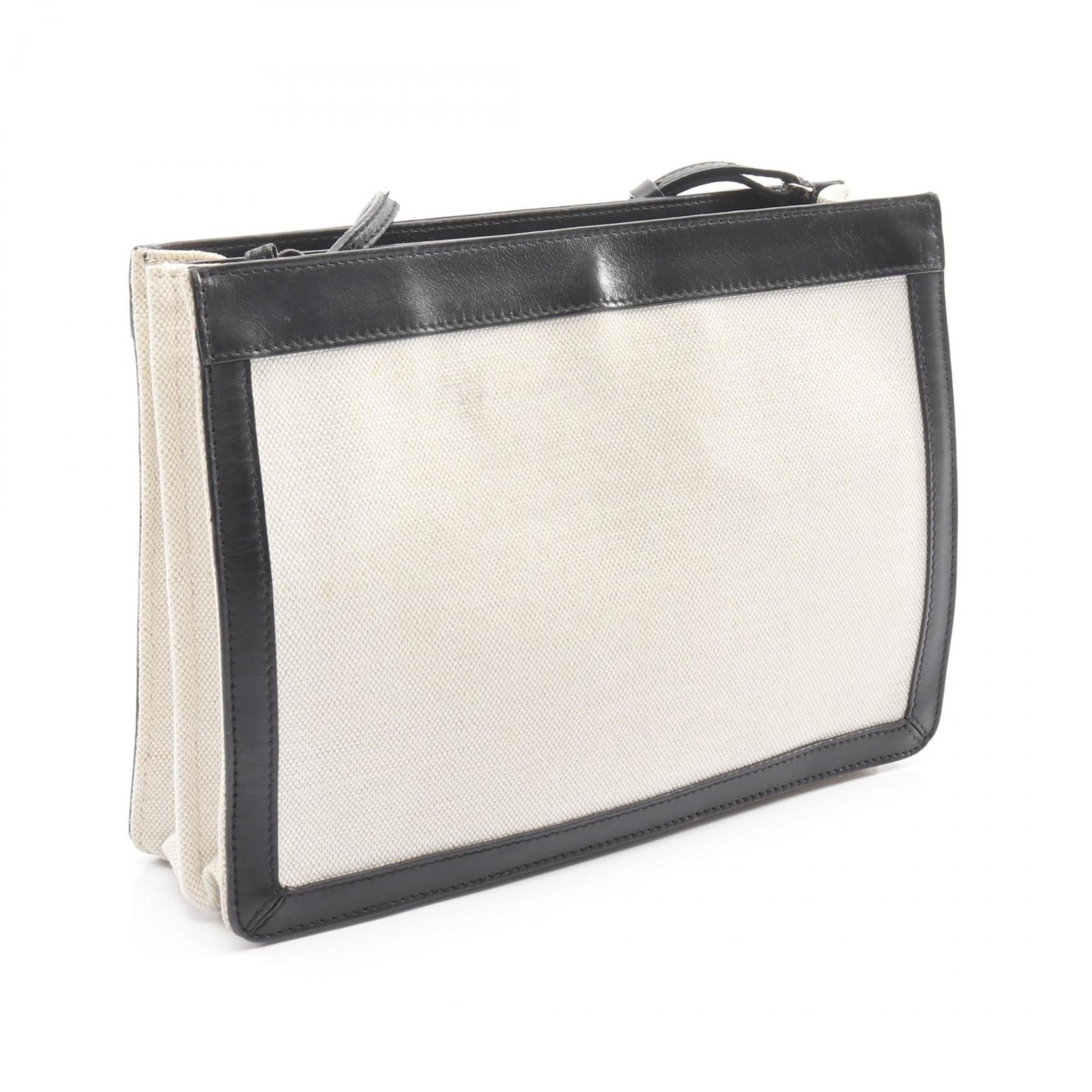 Balenciaga Navy Pochette Black Ivory Canvas Pochette Shoulder Bag (Pre-Owned)