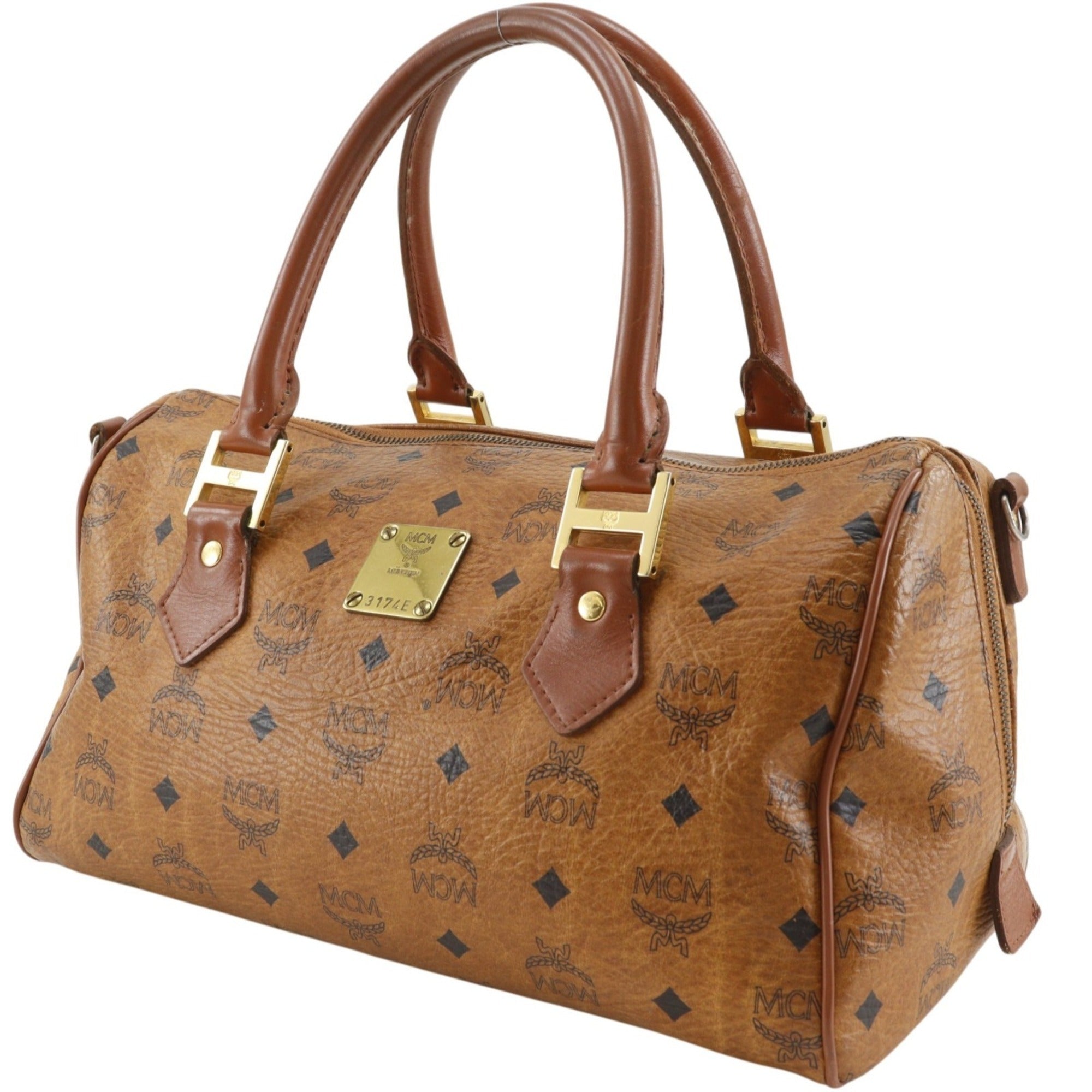 Mcm Brown Pvc Boston Bag Handbag (Pre-Owned)