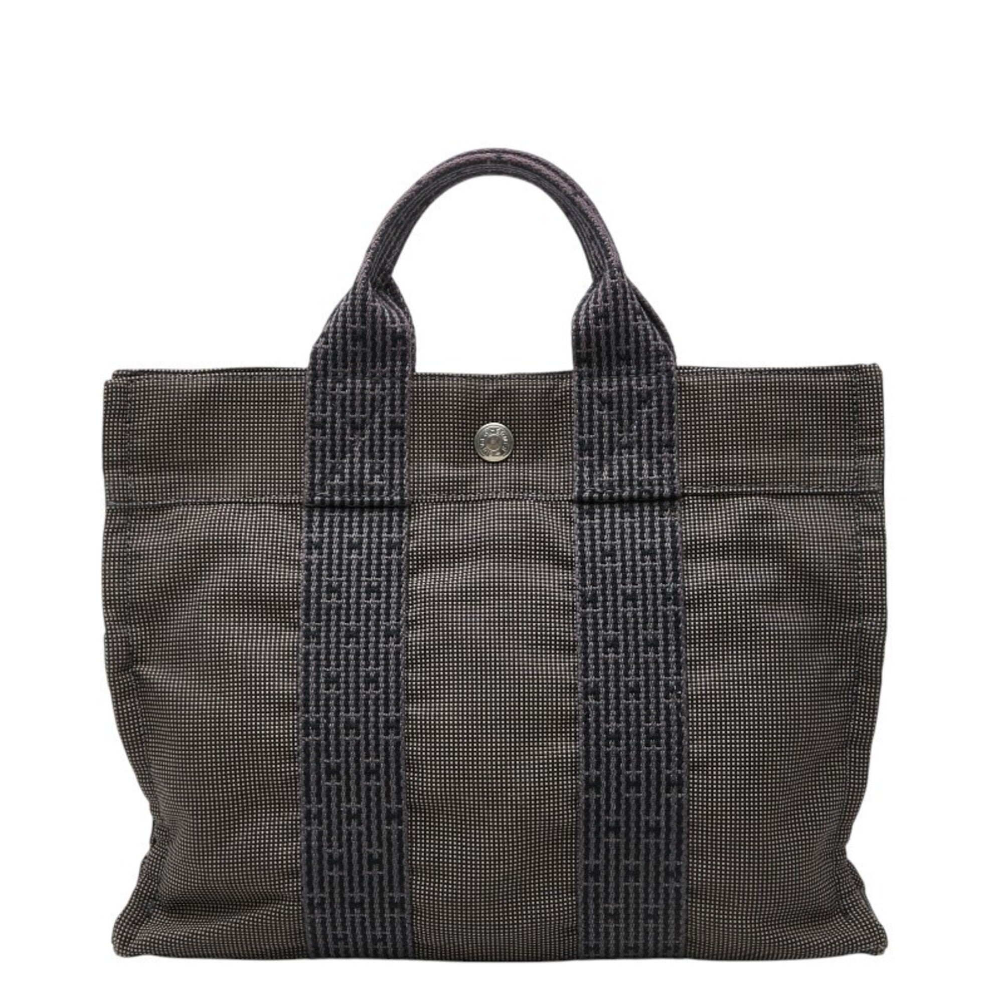 Hermes Gray Canvas Handbag Tote Bag (Pre-Owned)