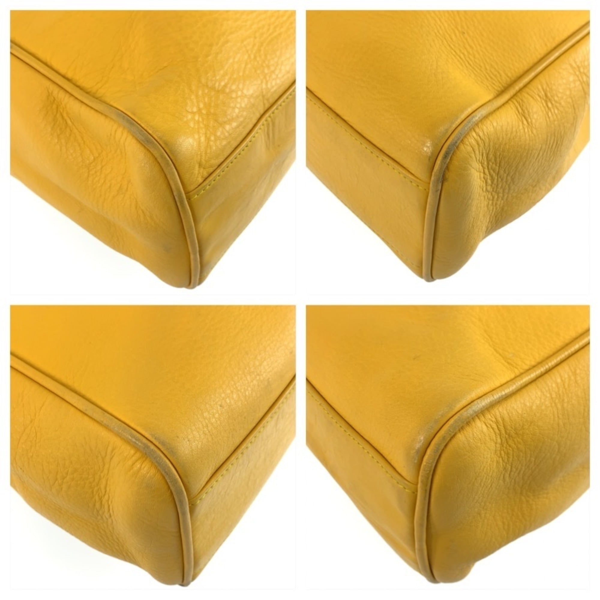 Christian Dior Yellow Leather Shoulder Bag Tote Bag (Pre-Owned)