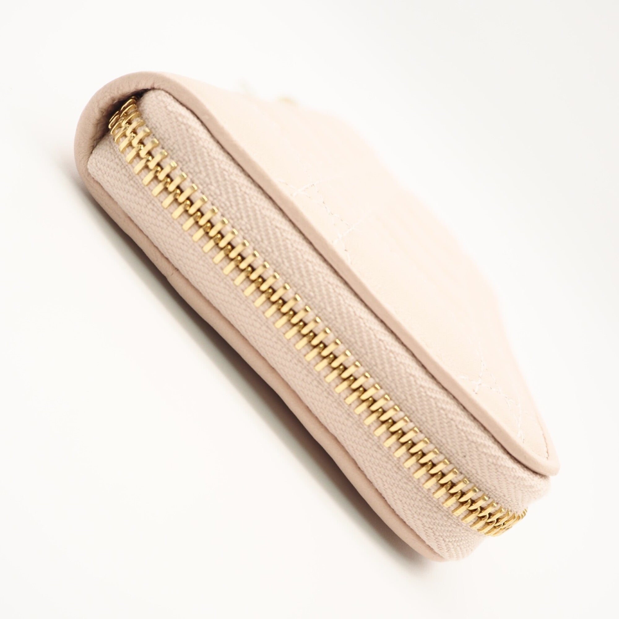 Christian Dior Lady Dior Pink Beige Leather Long Wallet (Bi-Fold) (Pre-Owned)