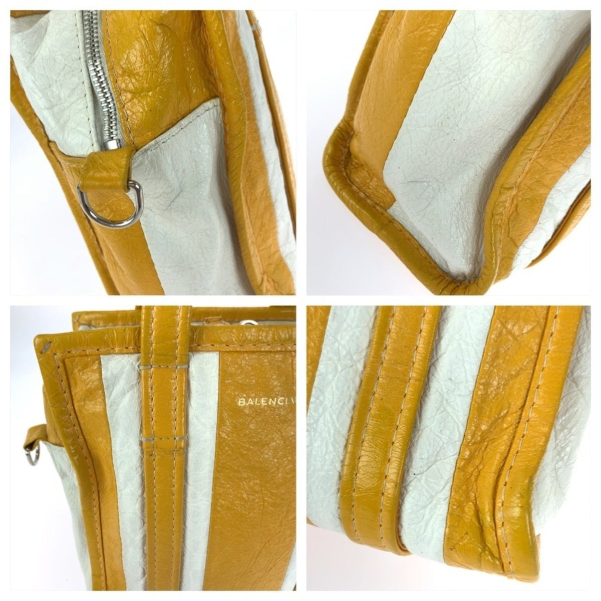 Balenciaga White Yellow Leather Shoulder Bag (Pre-Owned)