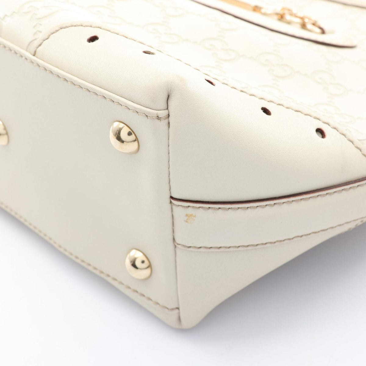 Gucci Ivory Leather Handbag Tote Bag (Pre-Owned)