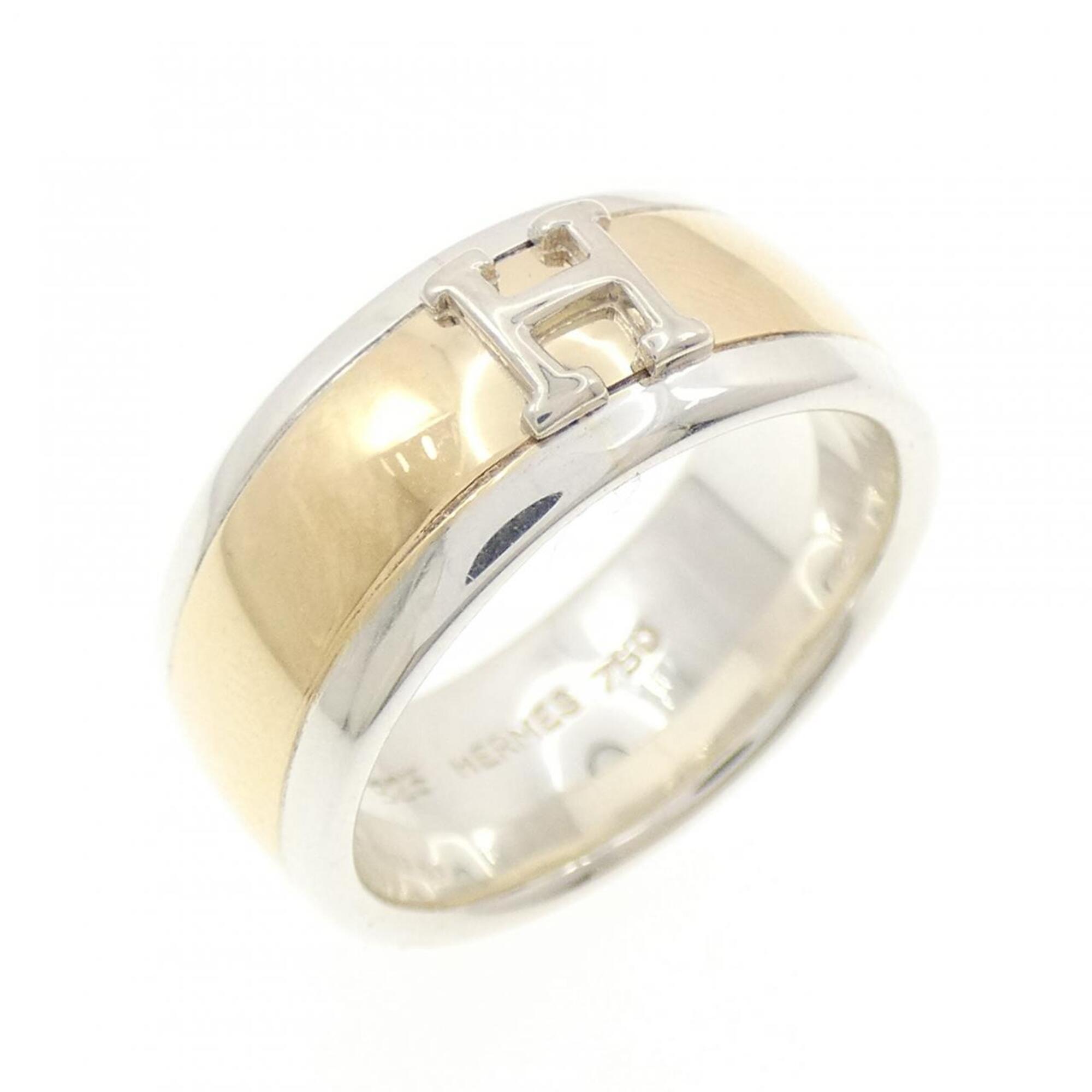 Hermes Silver Yellow Gold Yellow Gold (18K) Silver 925 Band Ring (Pre-Owned)