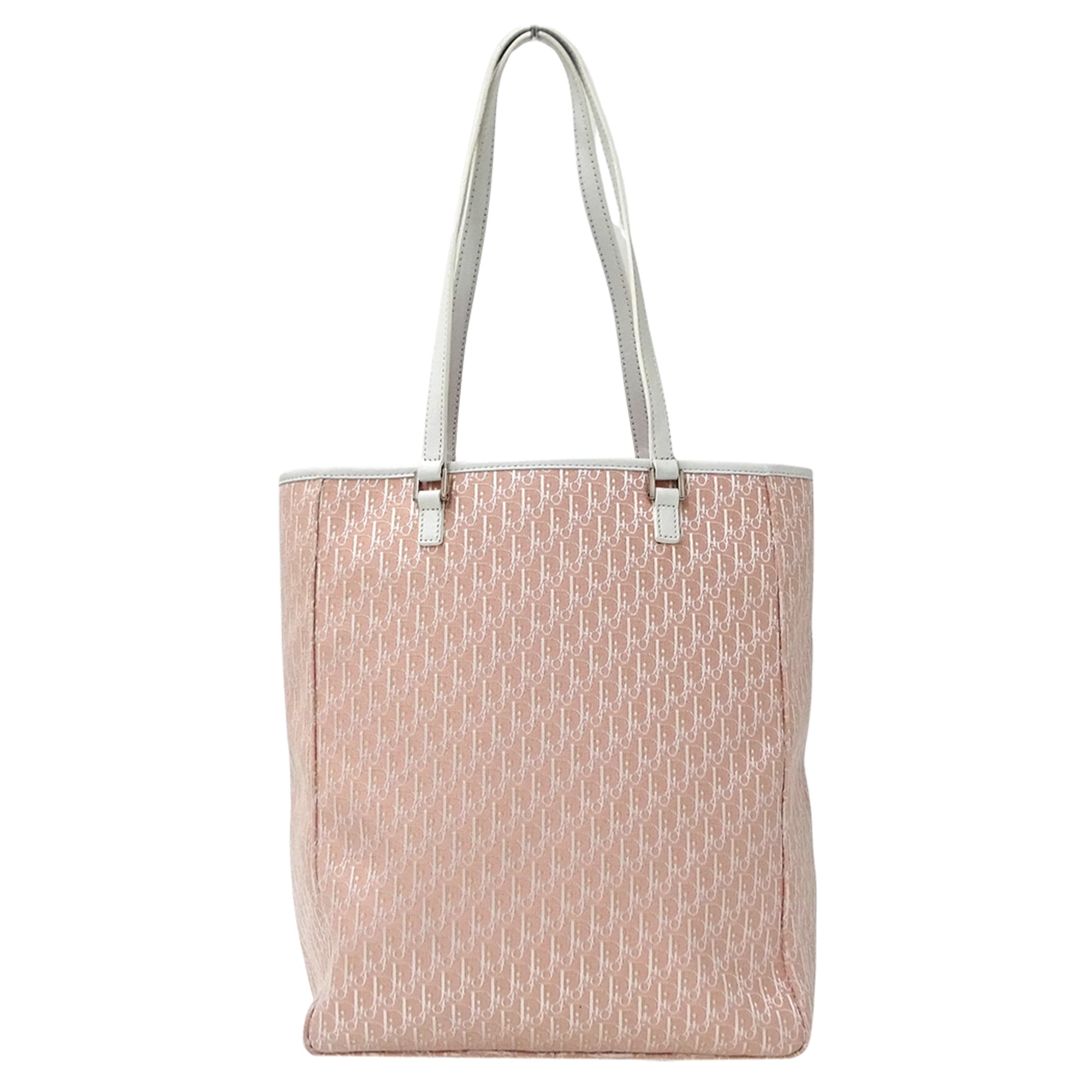 Christian Dior Pink White Canvas Handbag Tote Bag (Pre-Owned)