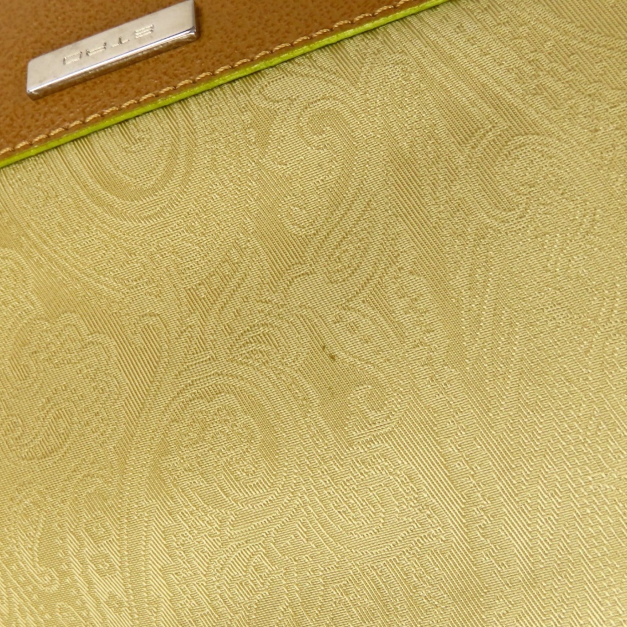 Etro Beige Brown Yellow Nylon Leather Shoulder Bag (Pre-Owned)