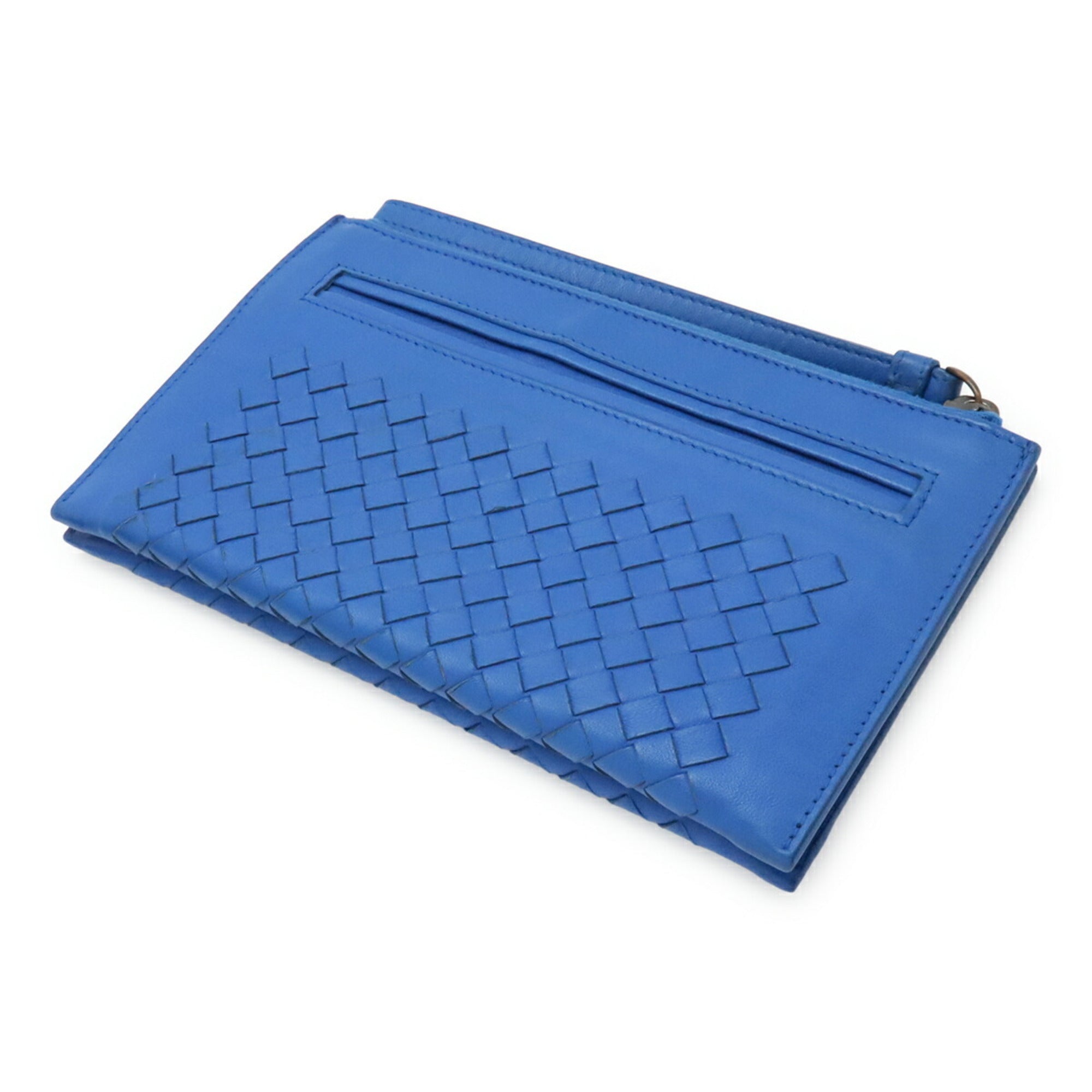 Bottega Veneta Blue Intrecciato Clutch Bag (Pre-Owned)