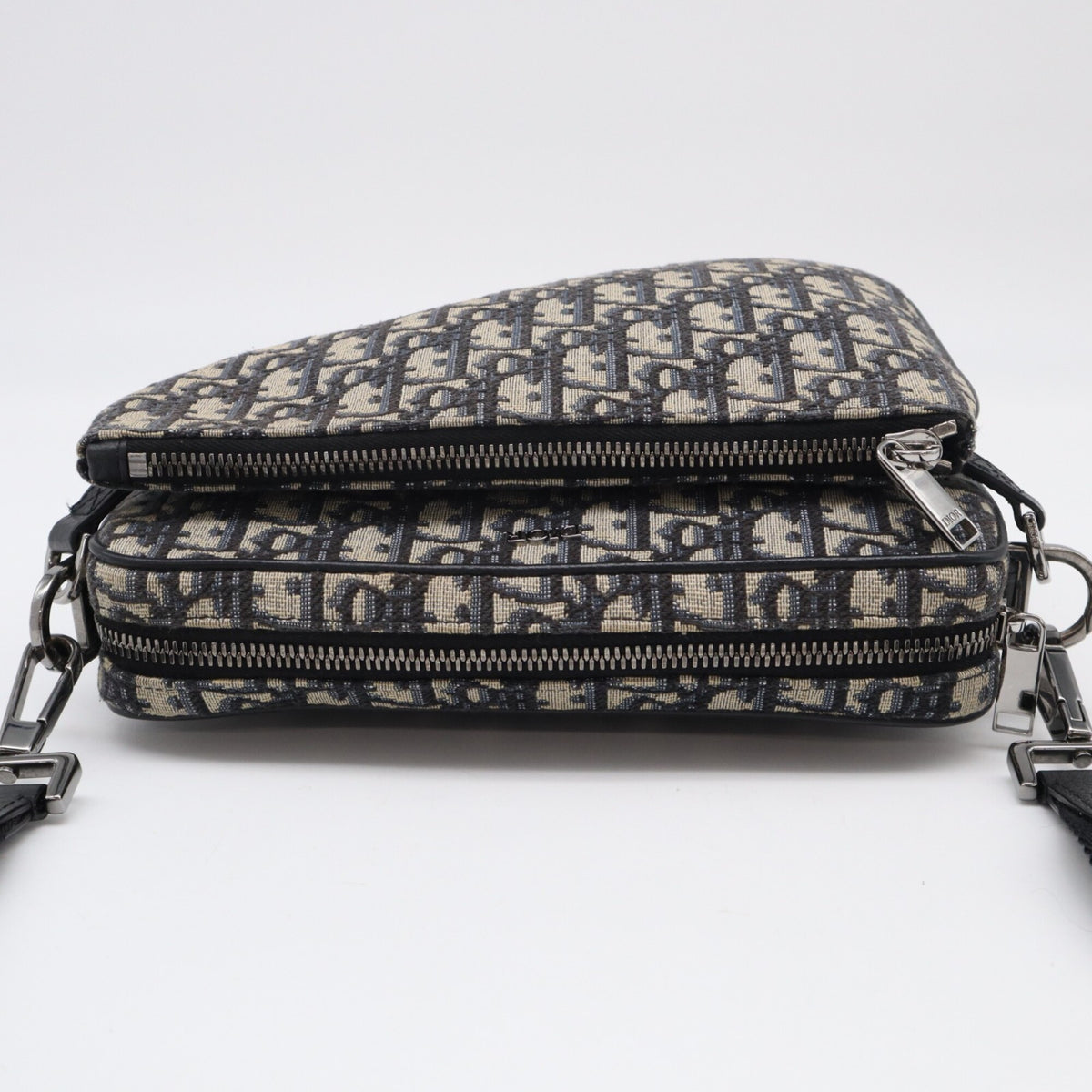 Christian Dior Beige Navy Cotton Leather Shoulder Bag (Pre-Owned)