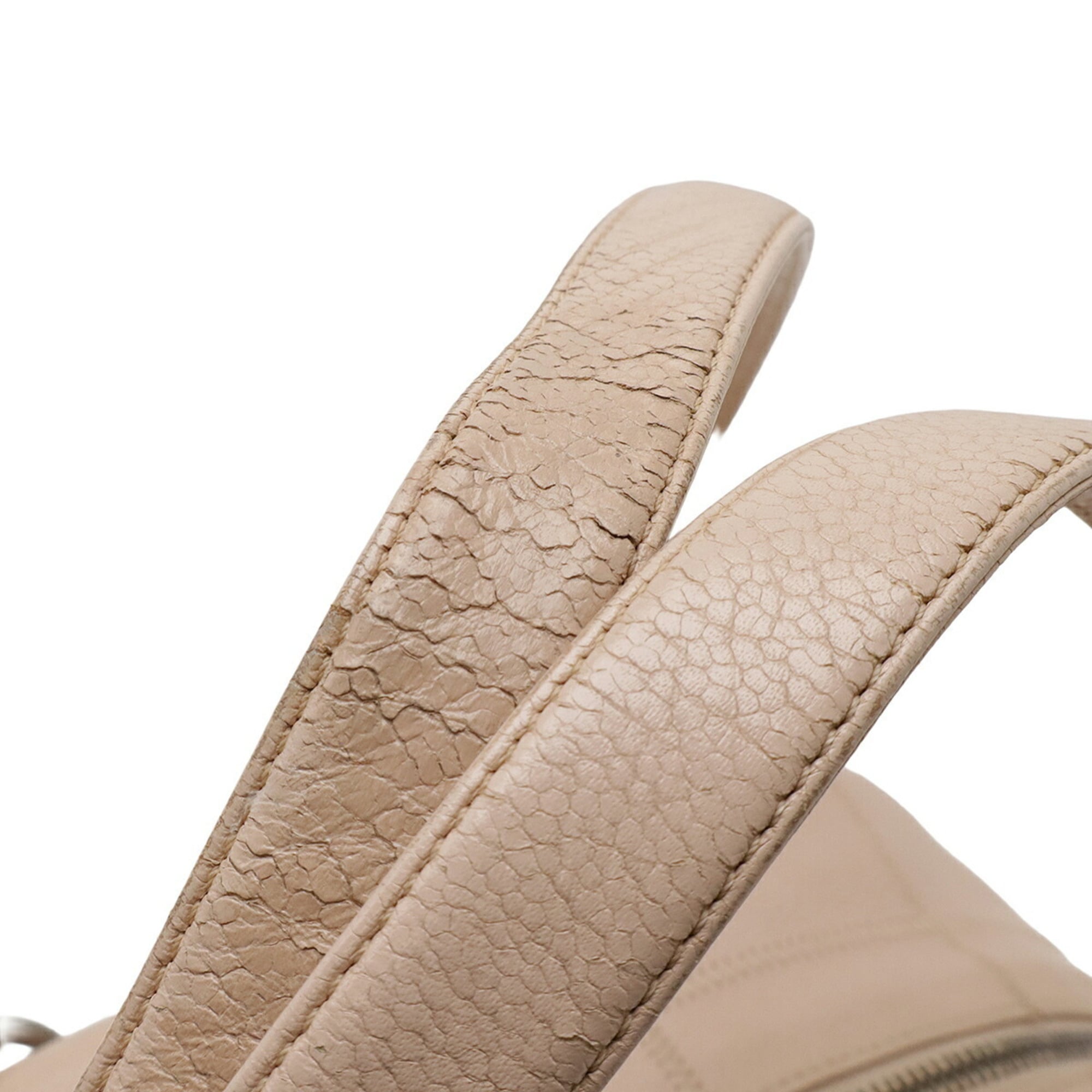Chanel Pink Beige Grained Calfskin Shoulder Bag (Pre-Owned)