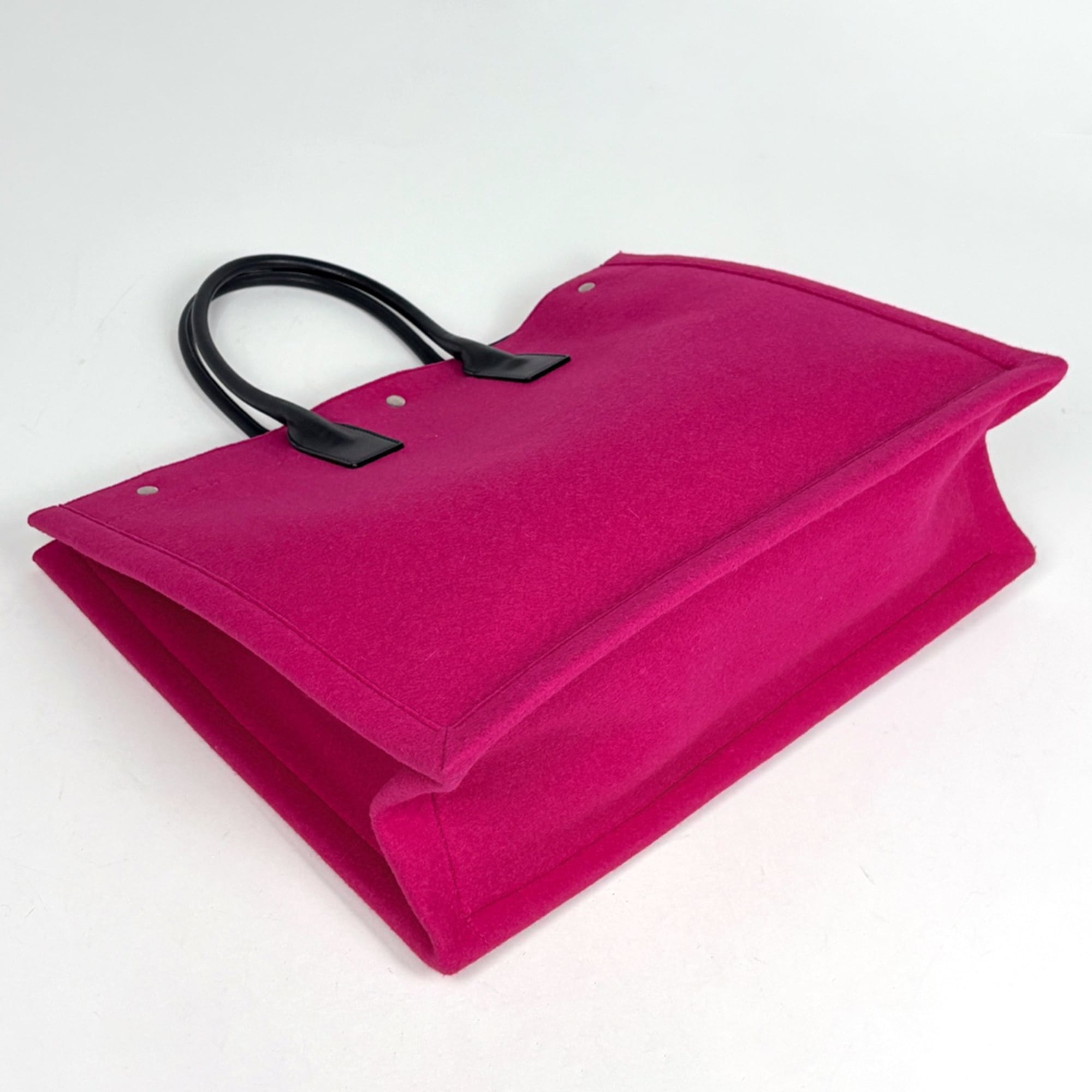 Saint Laurent Black Pink Felt Leather Tote Bag (Pre-Owned)