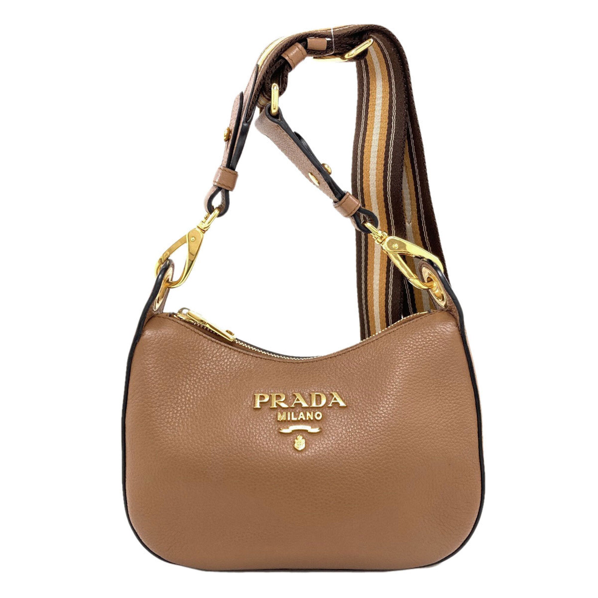 Prada Brown Leather Shoulder Bag (Pre-Owned)
