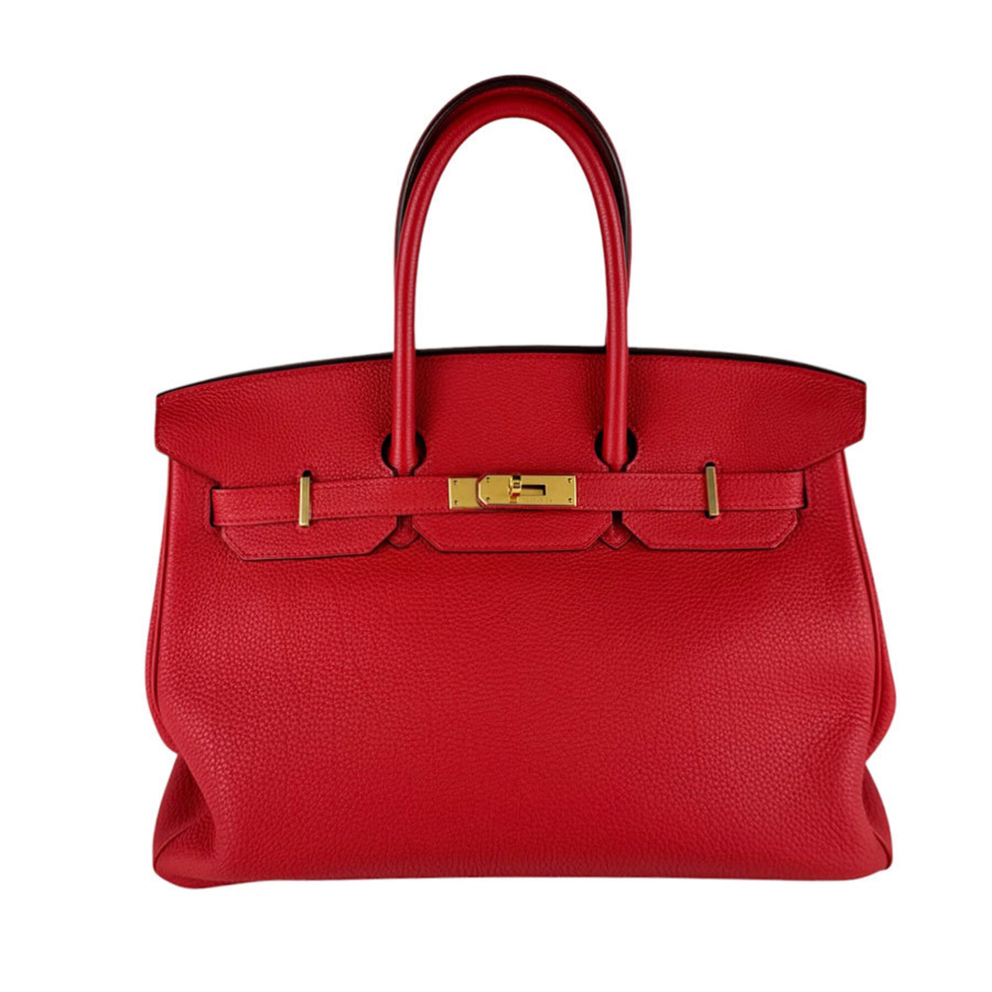 Hermes Rouge Casaque Togo Leather Handbag (Pre-Owned)