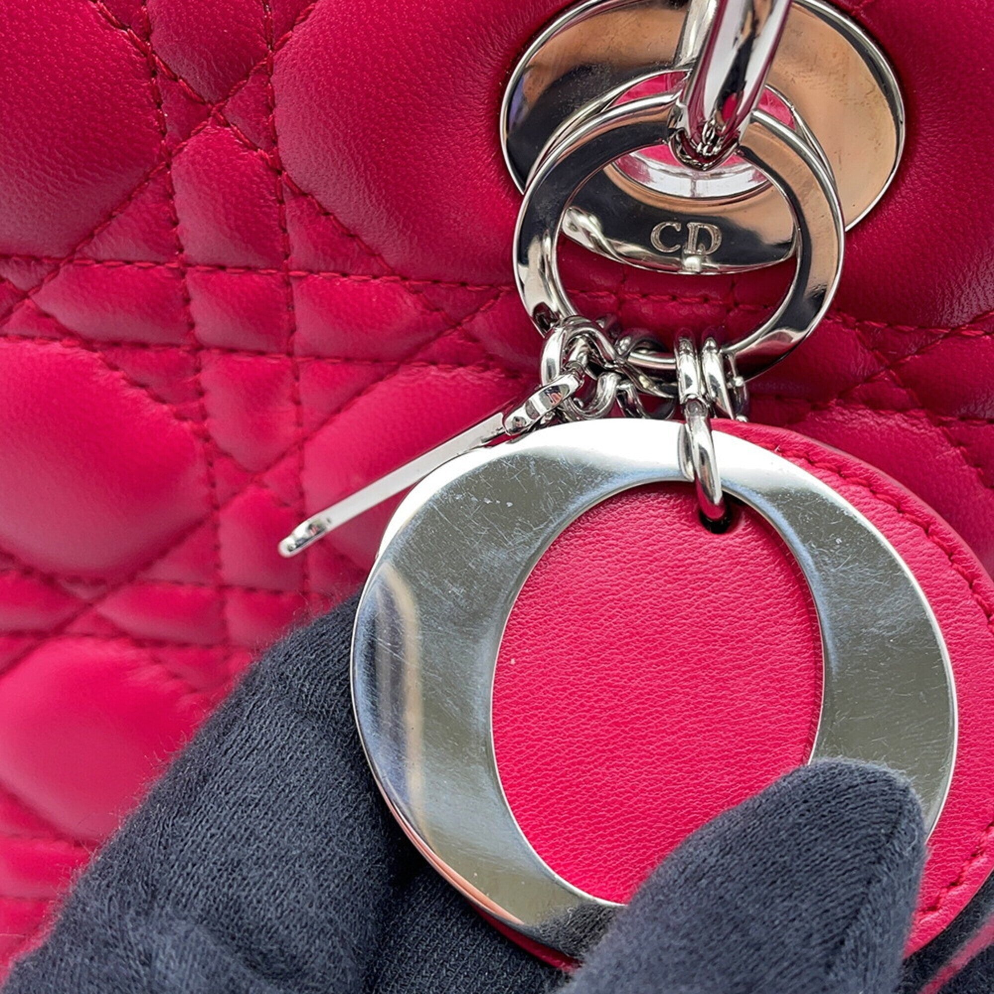 Christian Dior Lady Dior Pink Leather Handbag (Pre-Owned)
