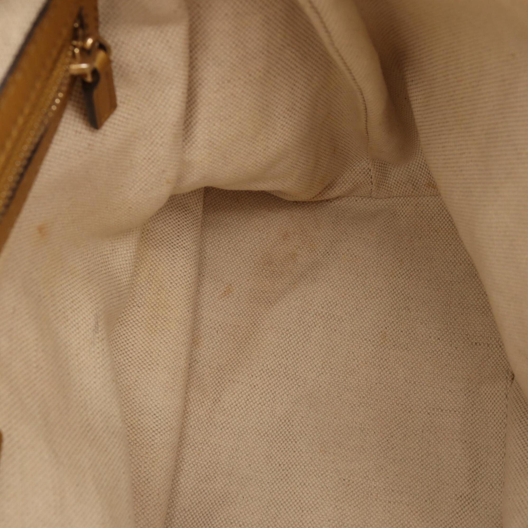 Gucci Beige Canvas Leather Handbag Shoulder Bag (Pre-Owned)