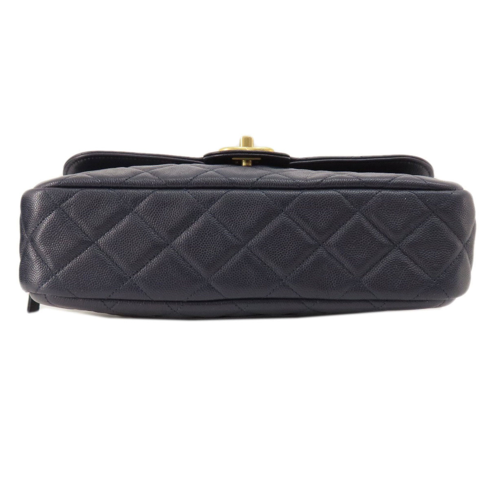 Chanel Navy Caviar Leather Shoulder Bag (Pre-Owned)