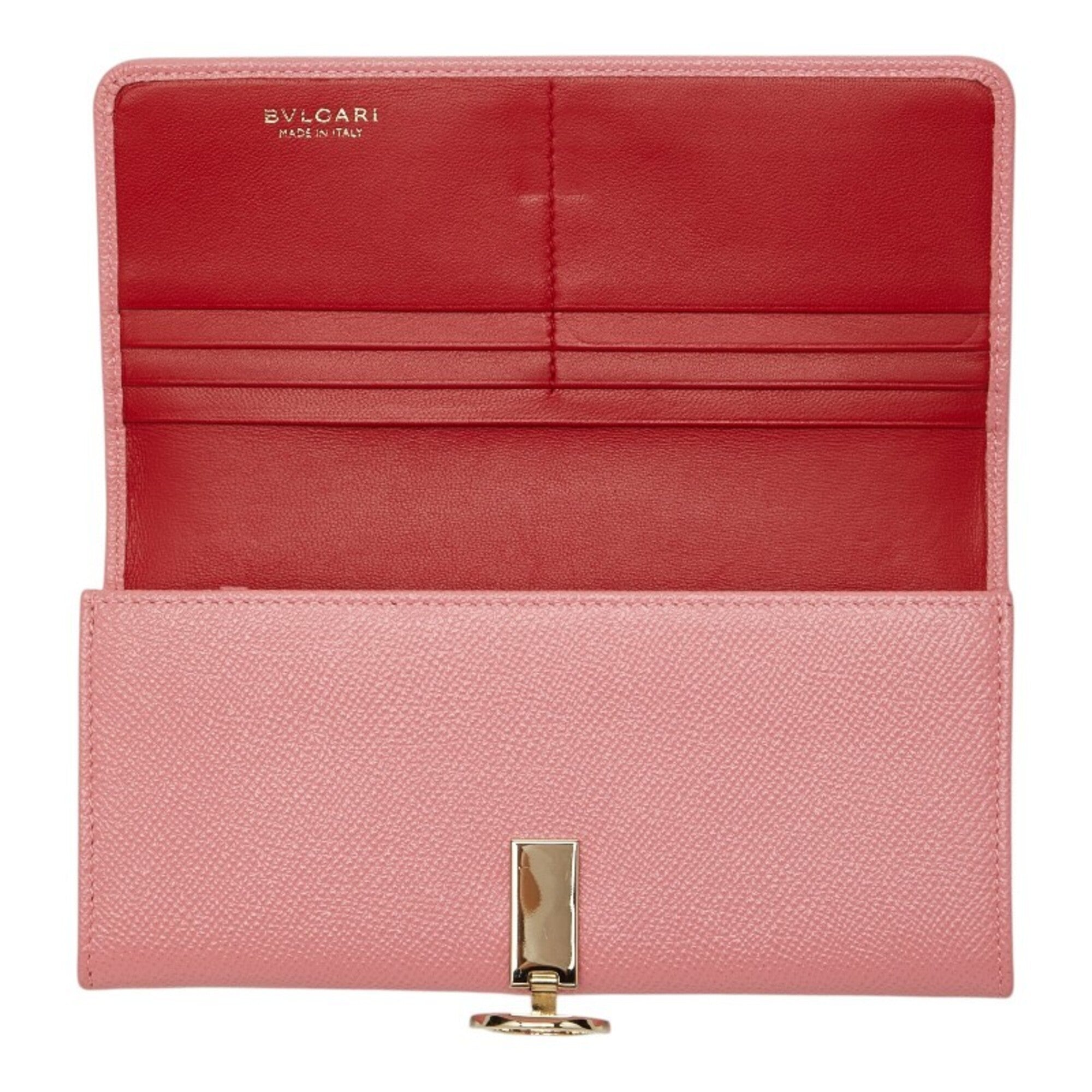 Bvlgari Pink Leather Long Wallet (Bi-Fold) (Pre-Owned)