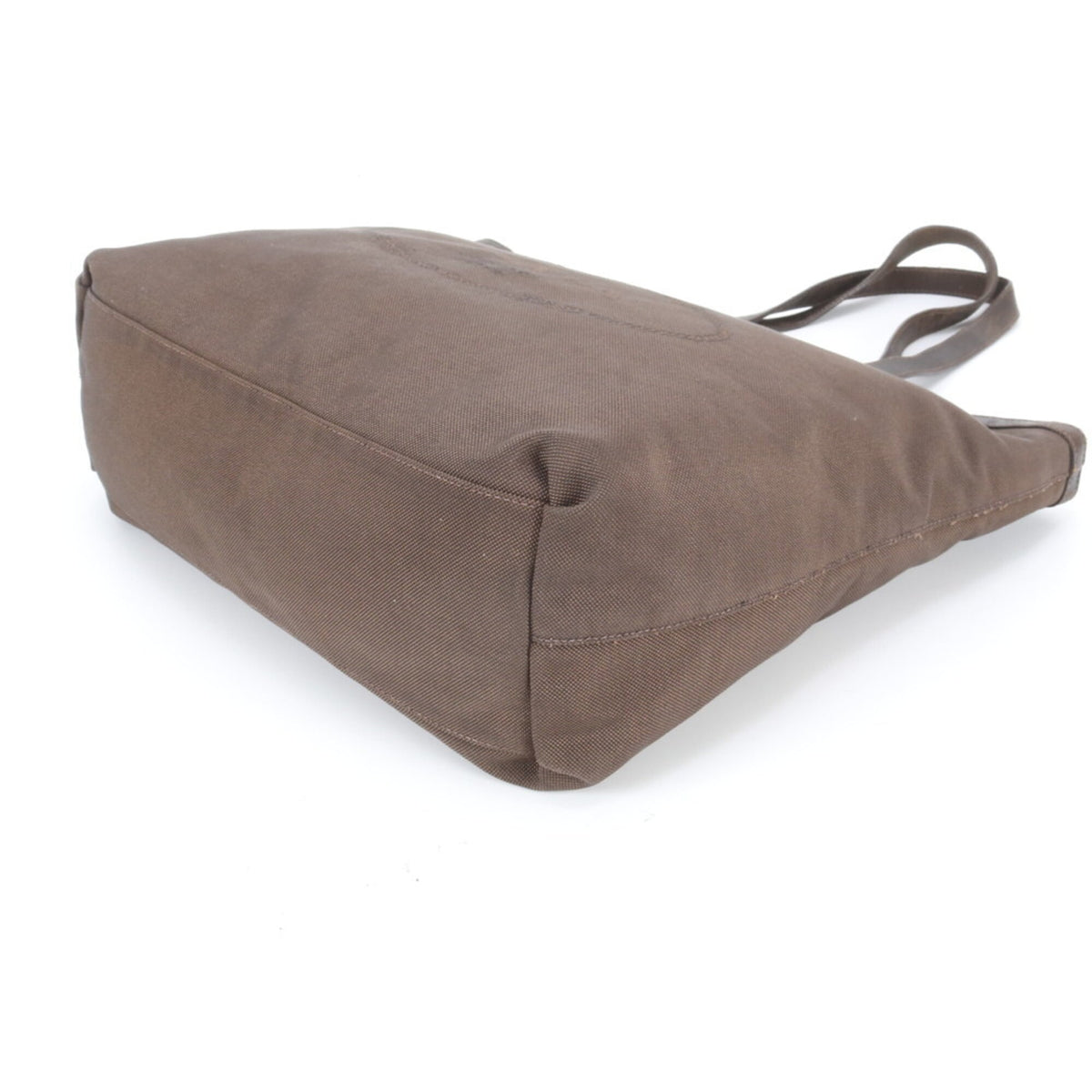Prada Brown Leather Canvas Shoulder Bag Tote Bag (Pre-Owned)