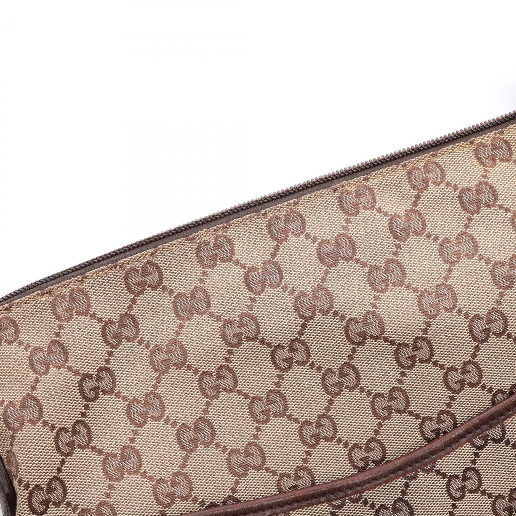 Gucci Beige Brown Canvas Leather Handbag Shoulder Bag (Pre-Owned)