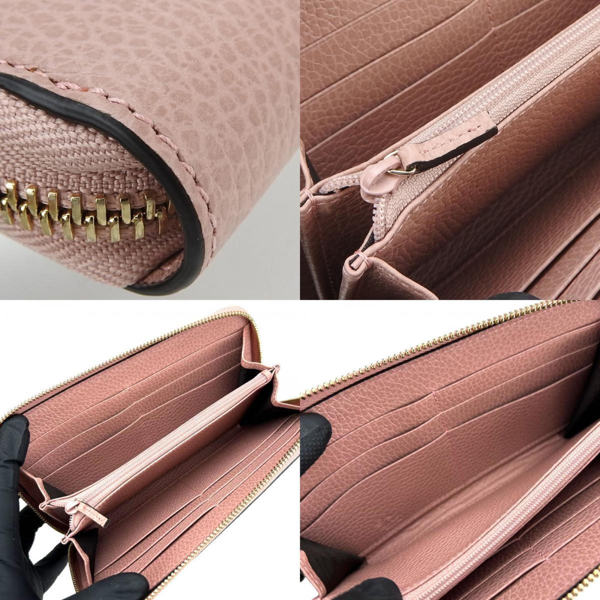 Gucci Pink Leather Long Wallet (Bi-Fold) (Pre-Owned)