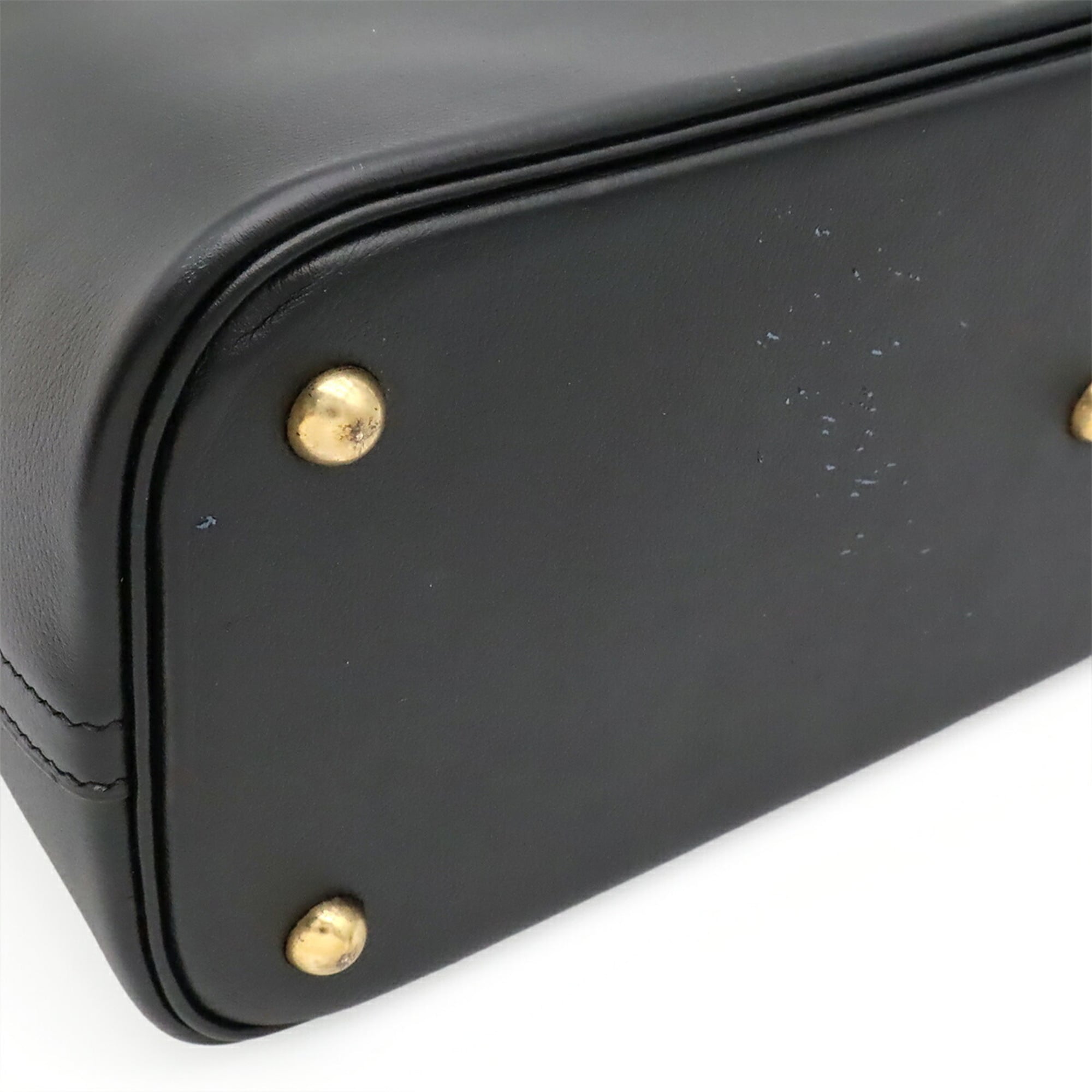 Hermes Black Leather Handbag Shoulder Bag Tote Bag (Pre-Owned)