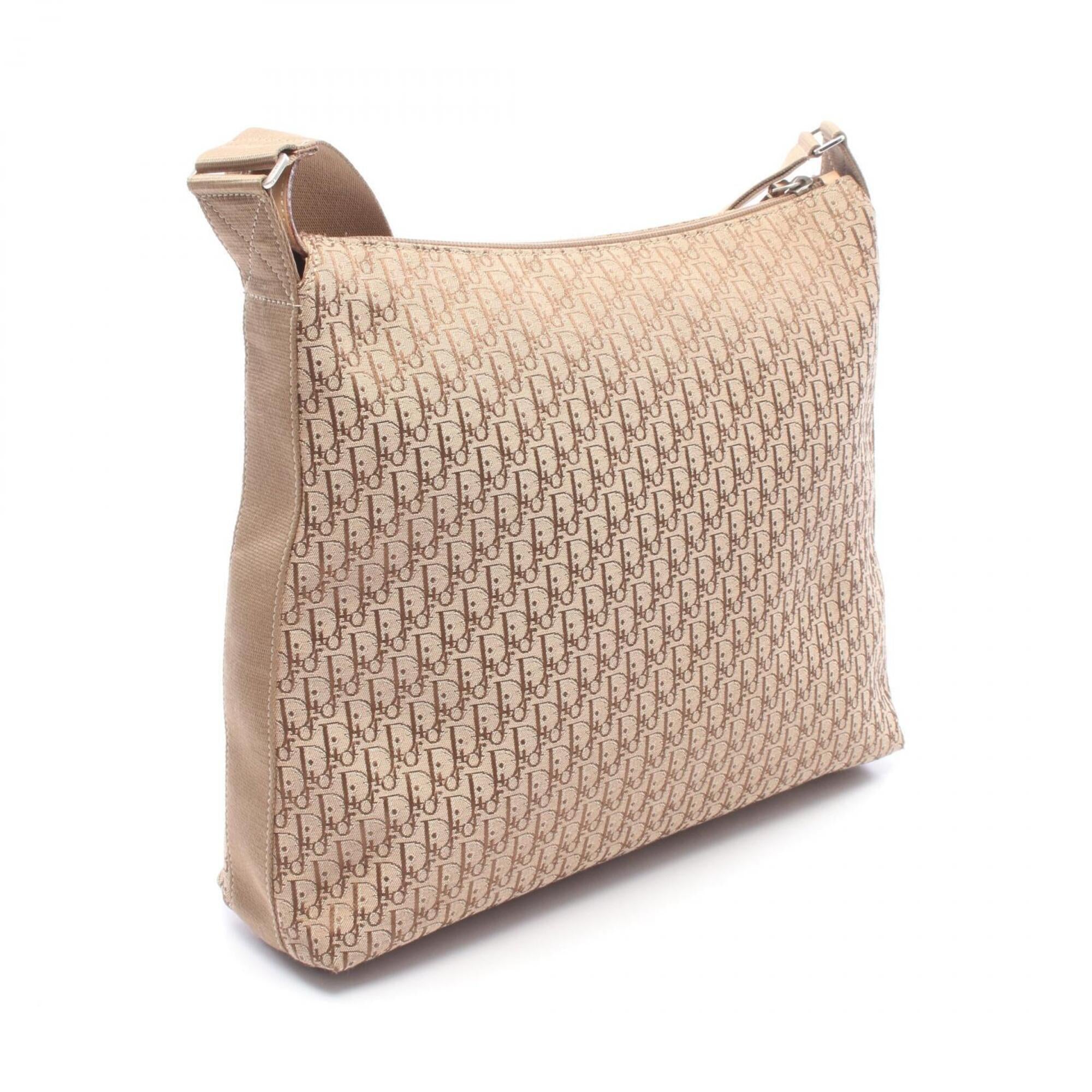 Christian Dior Beige Brown Canvas Leather Handbag Shoulder Bag (Pre-Owned)