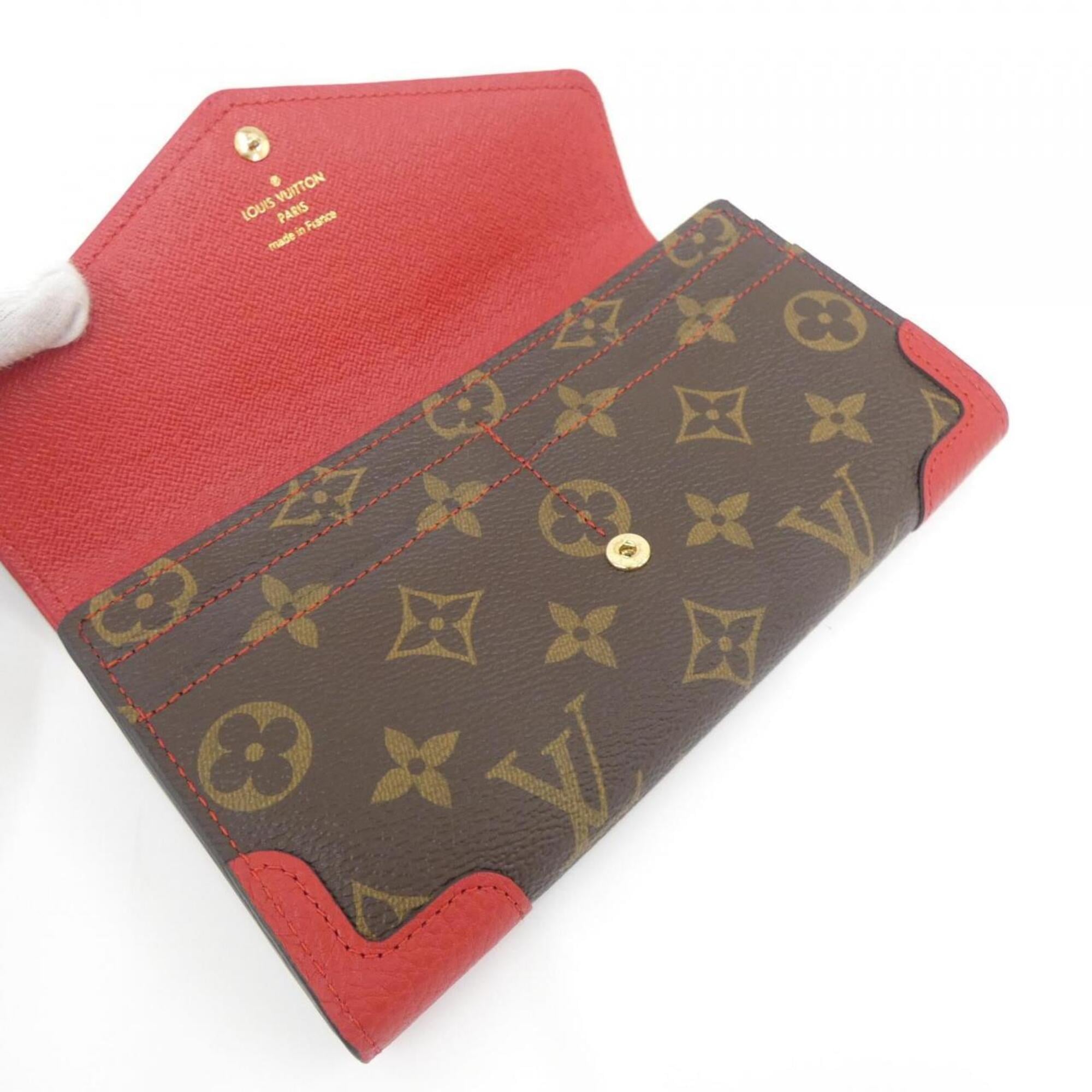 Louis Vuitton Cerise Marron Coated Canvas Leather Long Wallet (Bi-Fold) (Pre-Owned)
