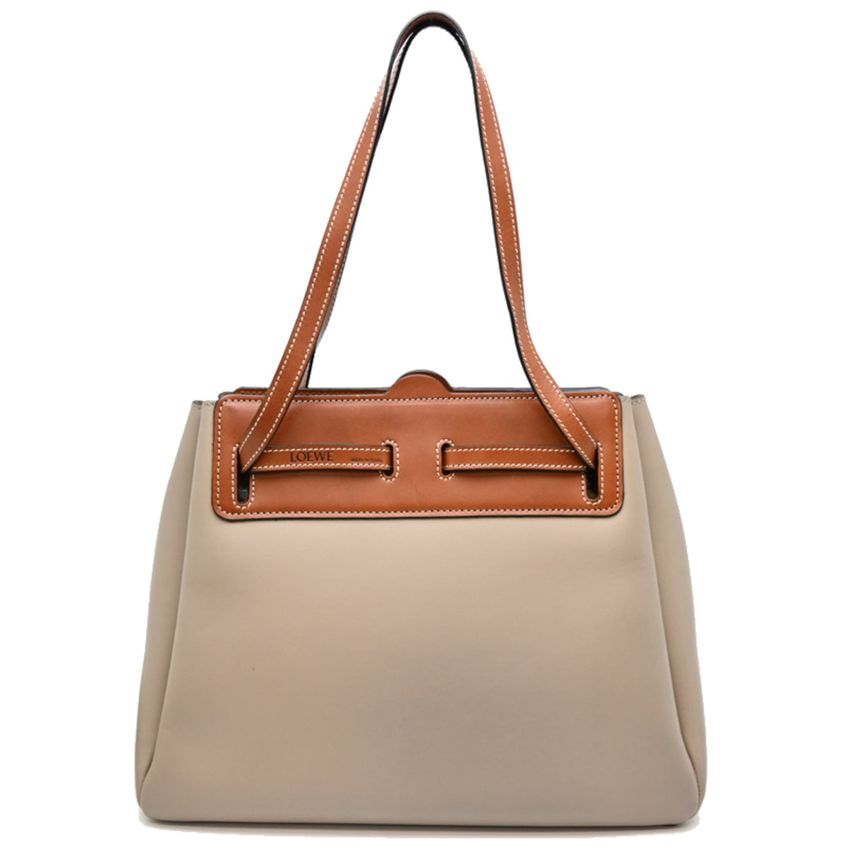 Loewe Beige Grayish Leather Shoulder Bag (Pre-Owned)