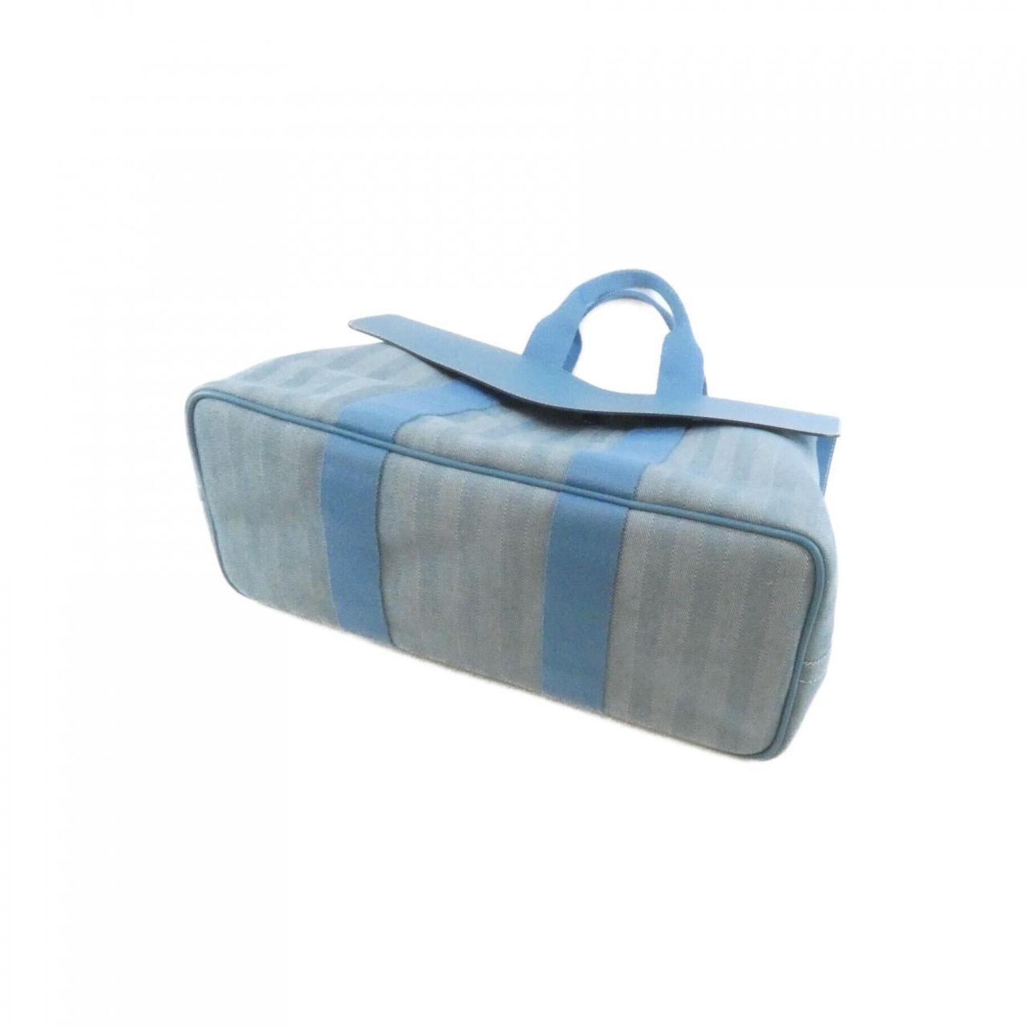 Hermes Blue Jean Toile Chevron Handbag (Pre-Owned)
