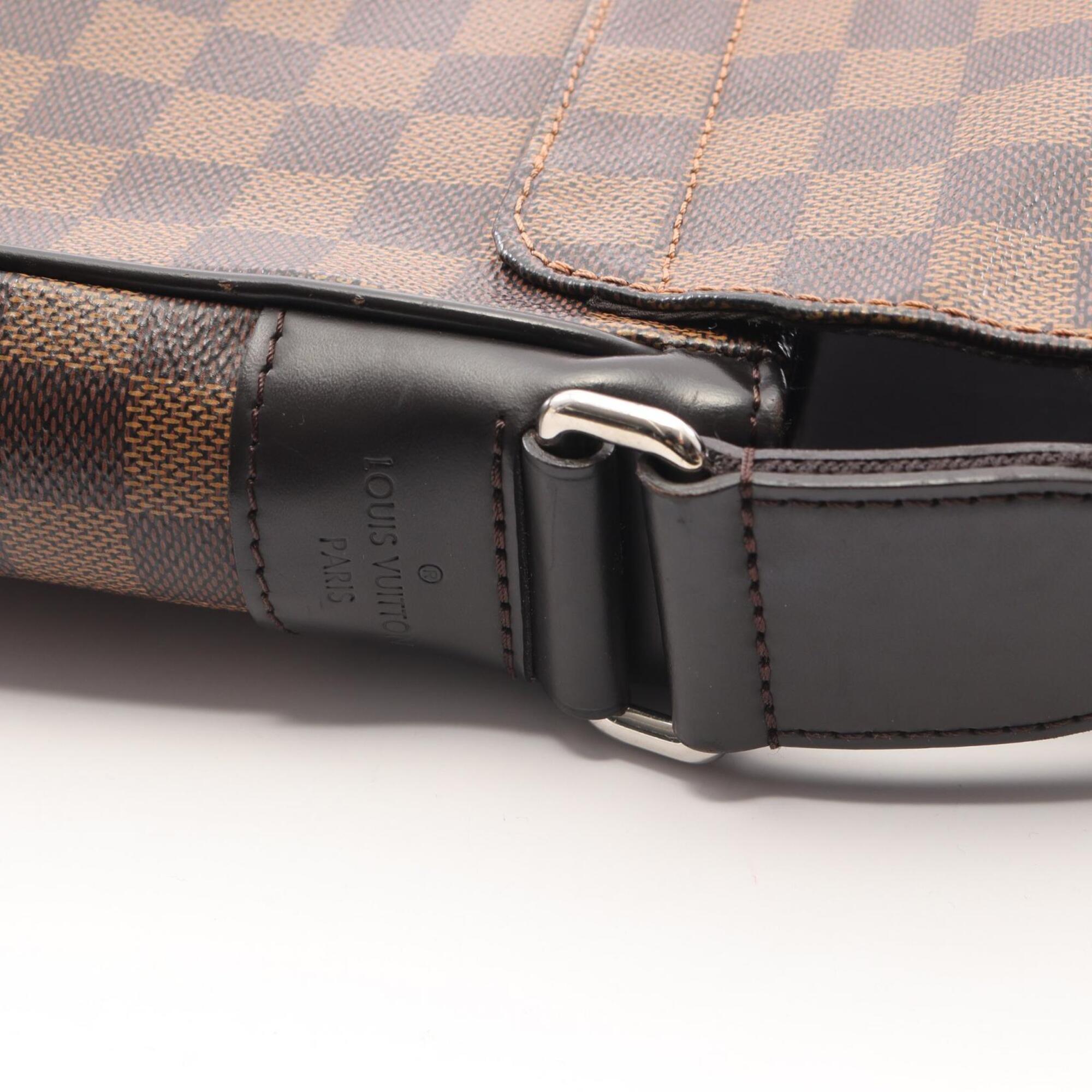 Louis Vuitton Black Brown Damier Canvas Coated Canvas Leather Handbag Shoulder Bag (Pre-Owned)