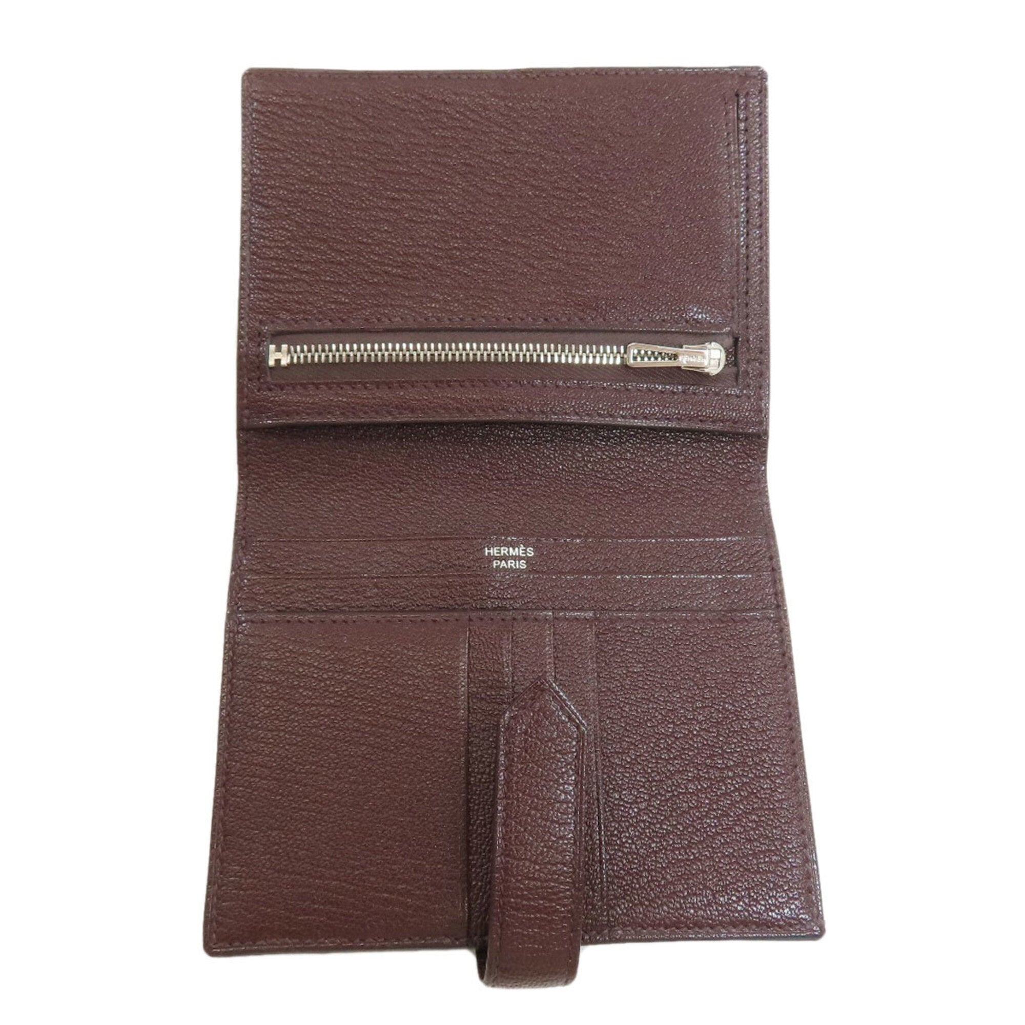 Hermes Bordeaux Chevre Leather Wallet (Bi-Fold) (Pre-Owned)