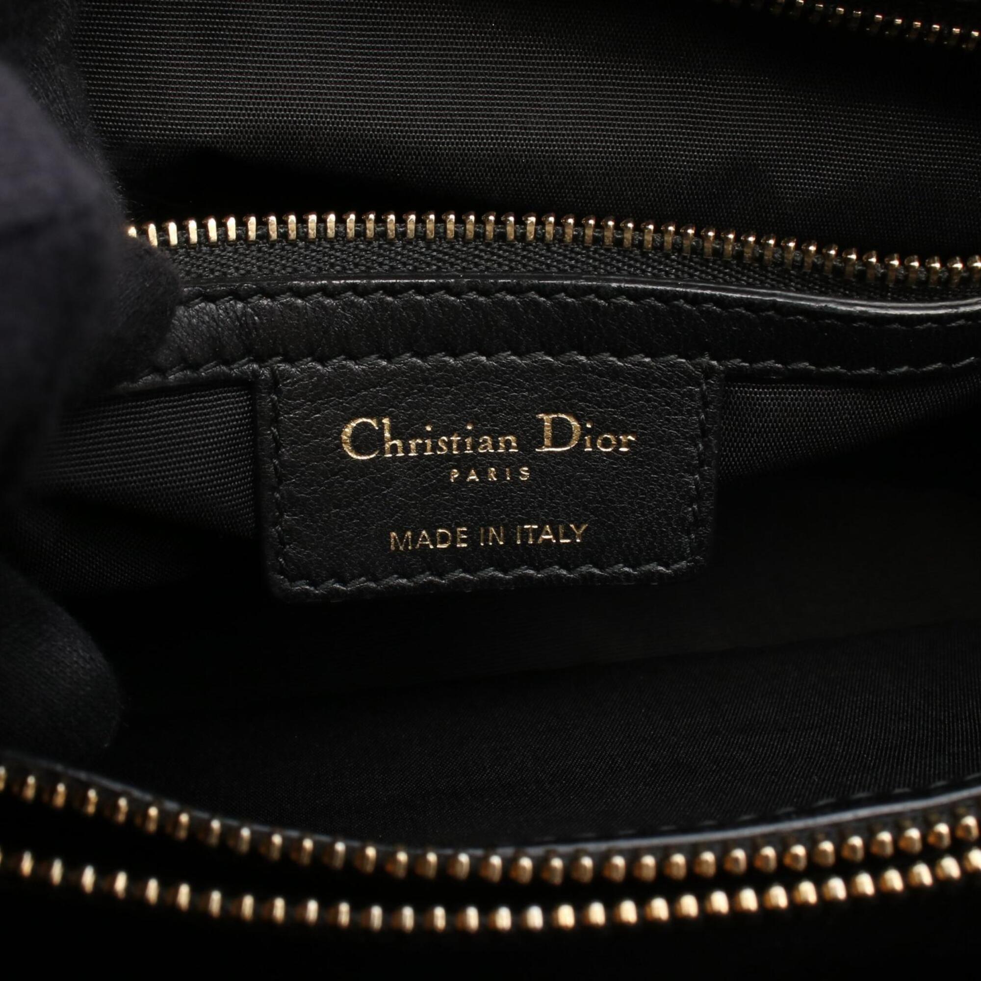 Christian Dior Black Leather Handbag Tote Bag (Pre-Owned)