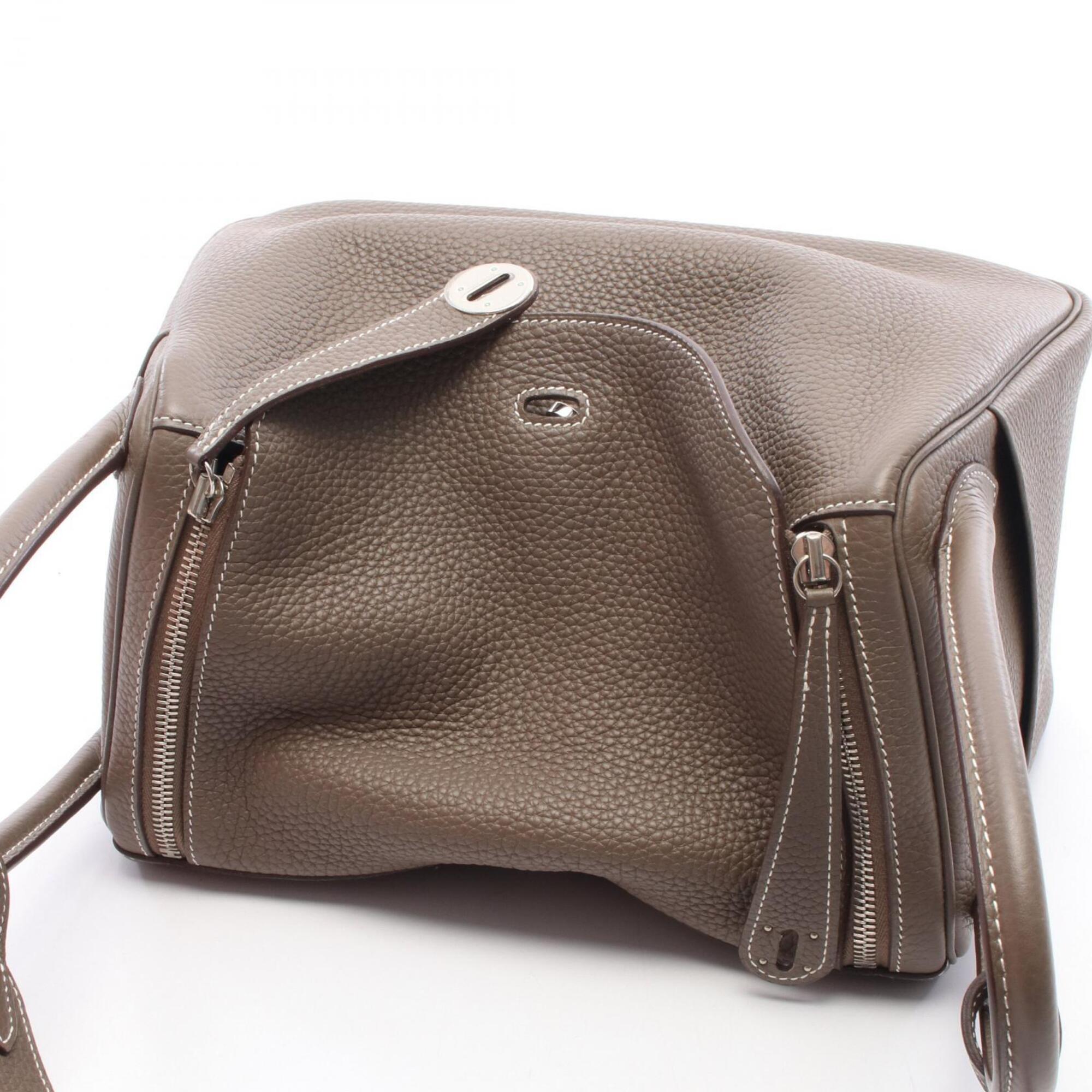 Hermes Etoupe Gray Gray Taurillon Clemence Leather Handbag Shoulder Bag (Pre-Owned)