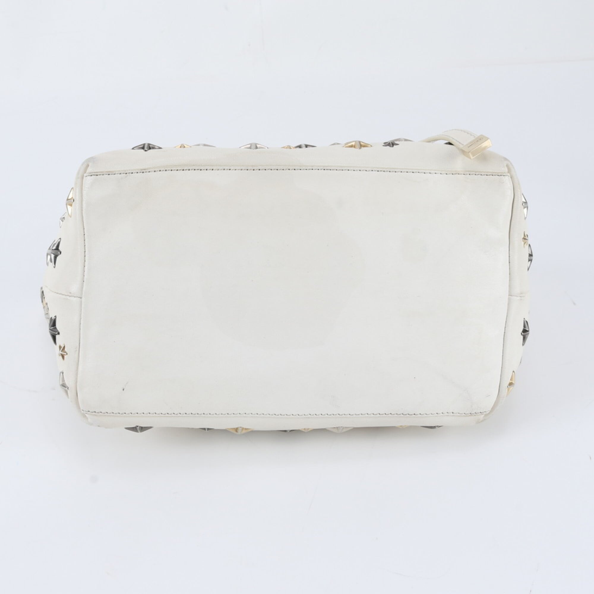Jimmy Choo Silver White Leather Handbag Shoulder Bag Tote Bag (Pre-Owned)