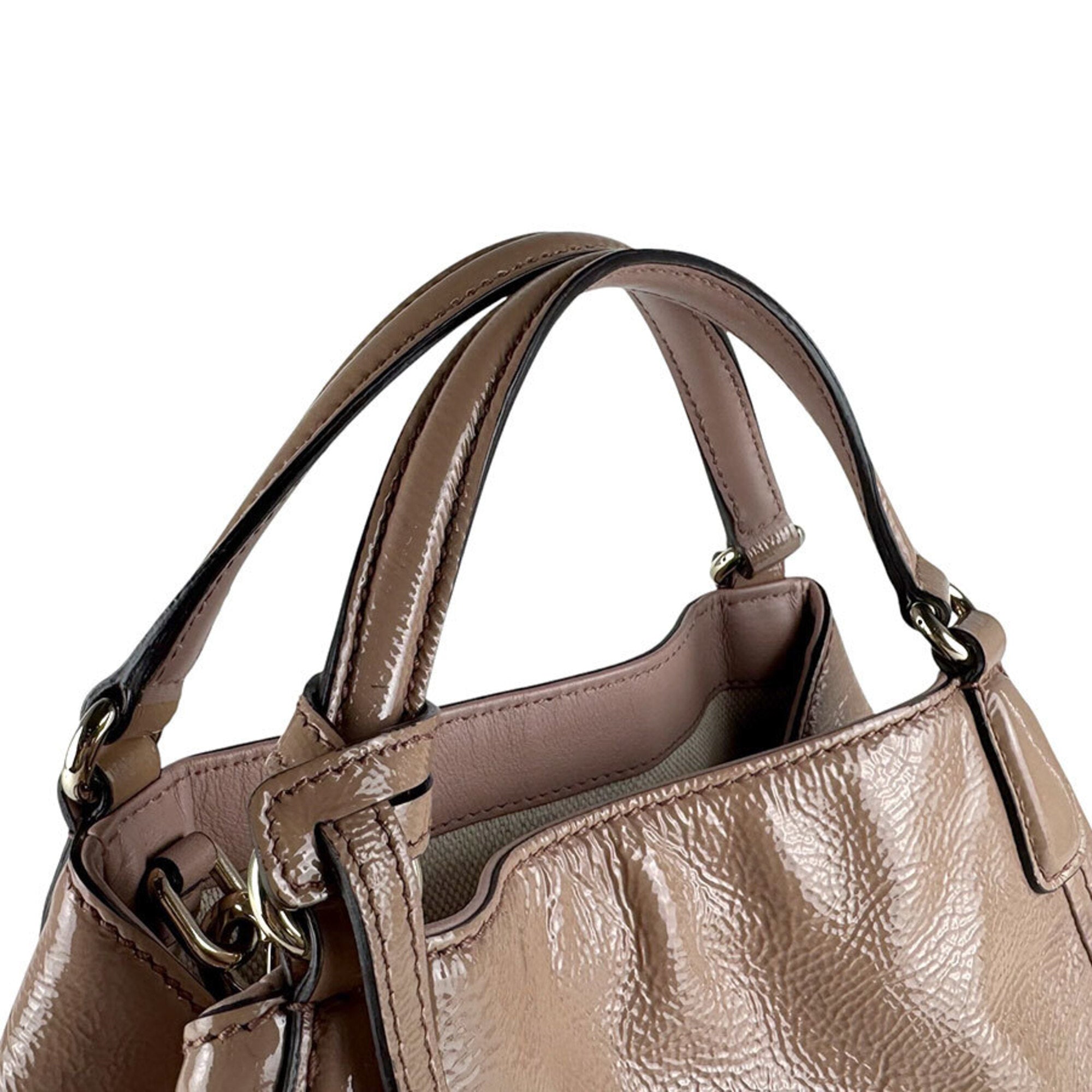 Gucci Pink Beige Patent Leather Handbag Shoulder Bag (Pre-Owned)
