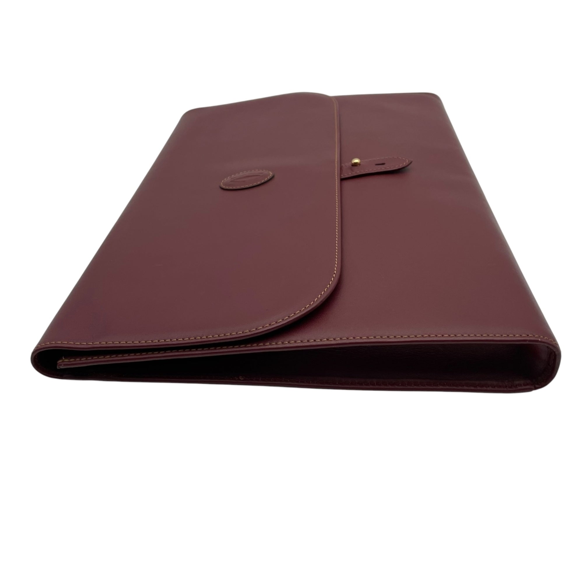 Cartier Bordeaux Leather Clutch Bag Handbag (Pre-Owned)