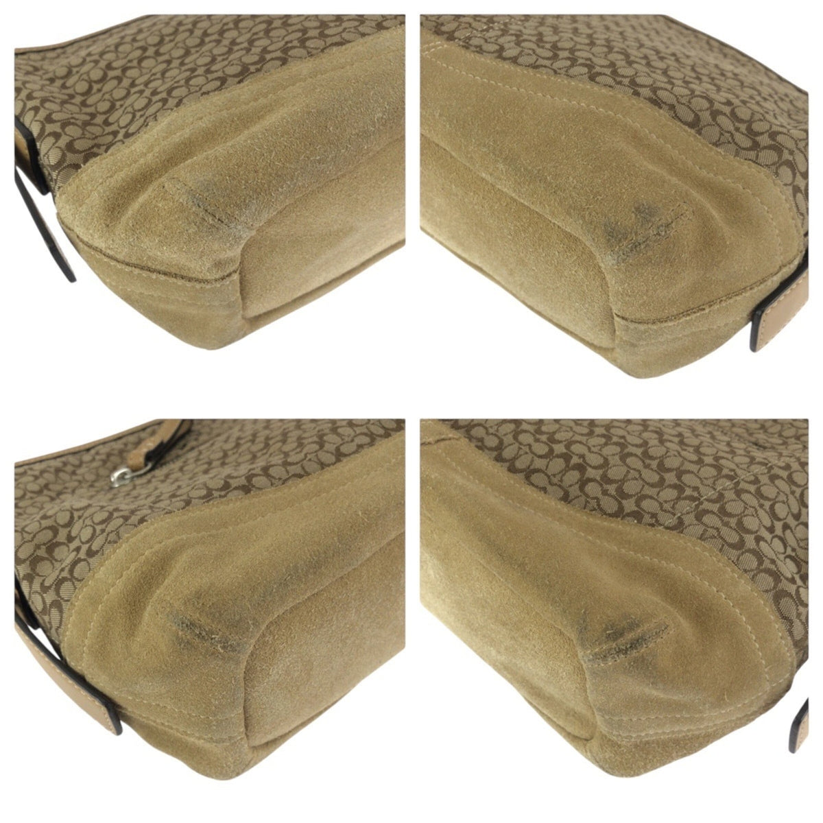 Coach Beige Brown Canvas Leather Messenger Bag Shoulder Bag (Pre-Owned)