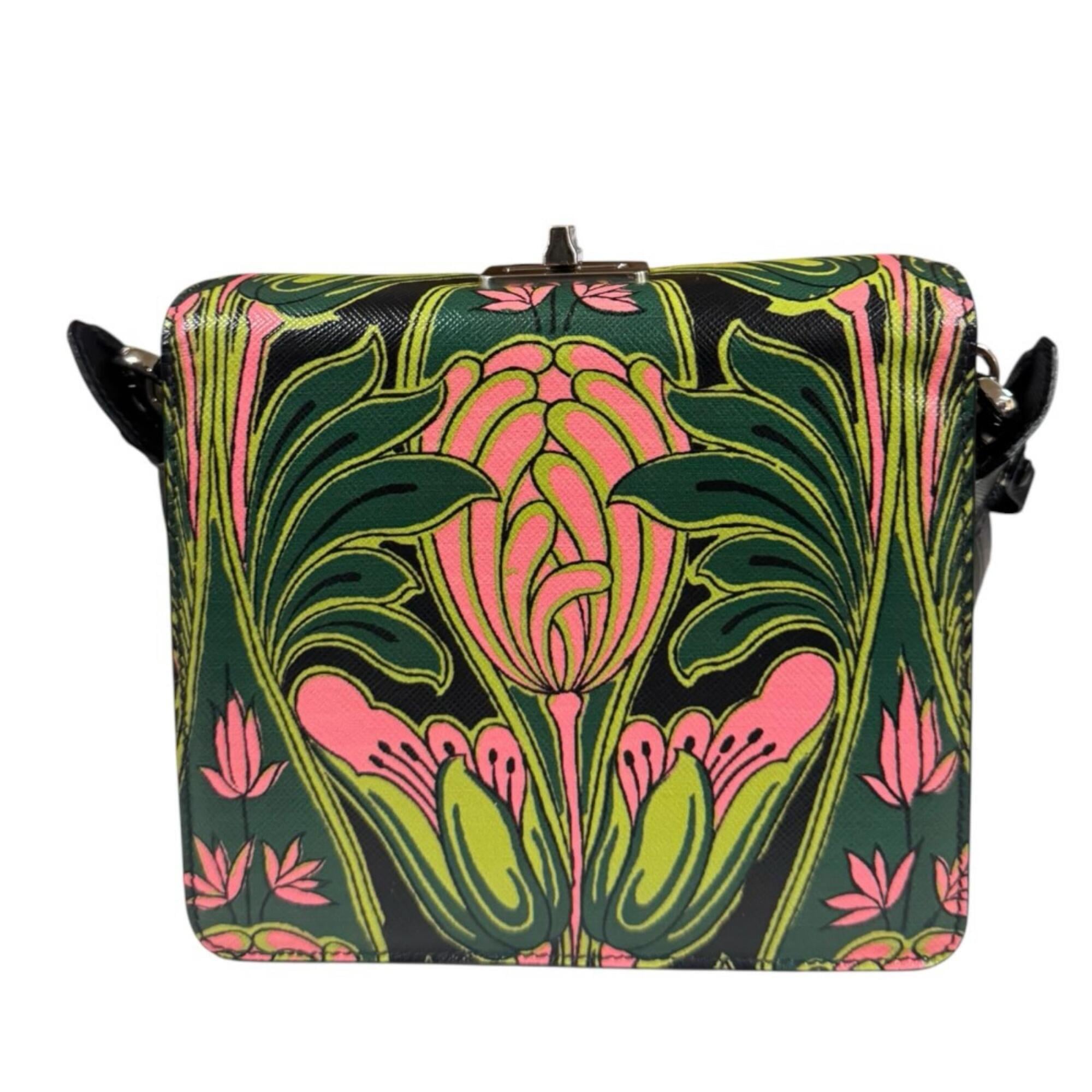 Prada Green Multi-Color Leather Shoulder Bag (Pre-Owned)