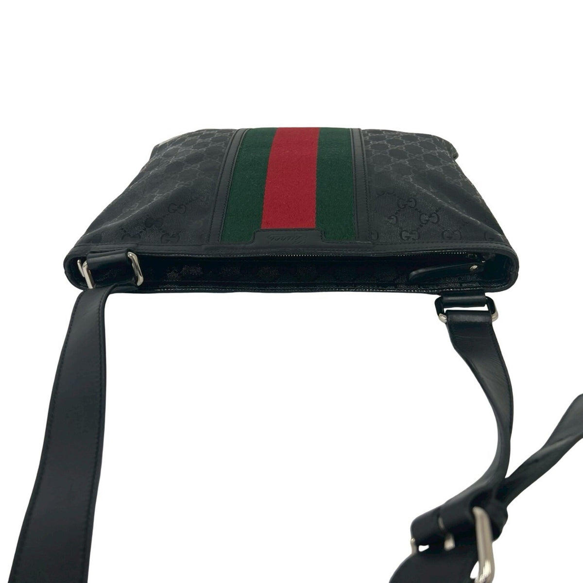 Gucci Black Green Red Color Leather Pvc Shoulder Bag (Pre-Owned)