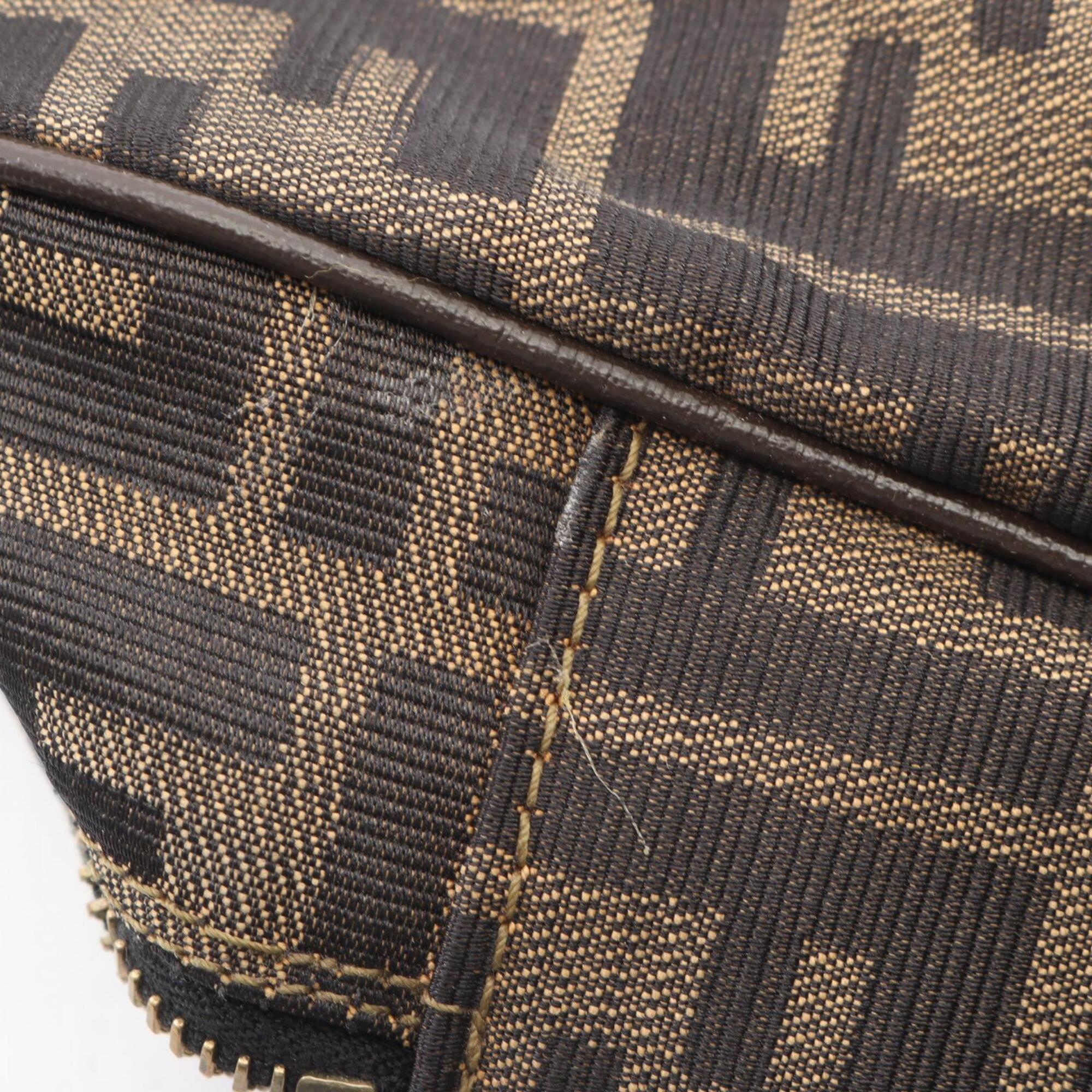 Fendi Black Brown Canvas Leather Handbag (Pre-Owned)