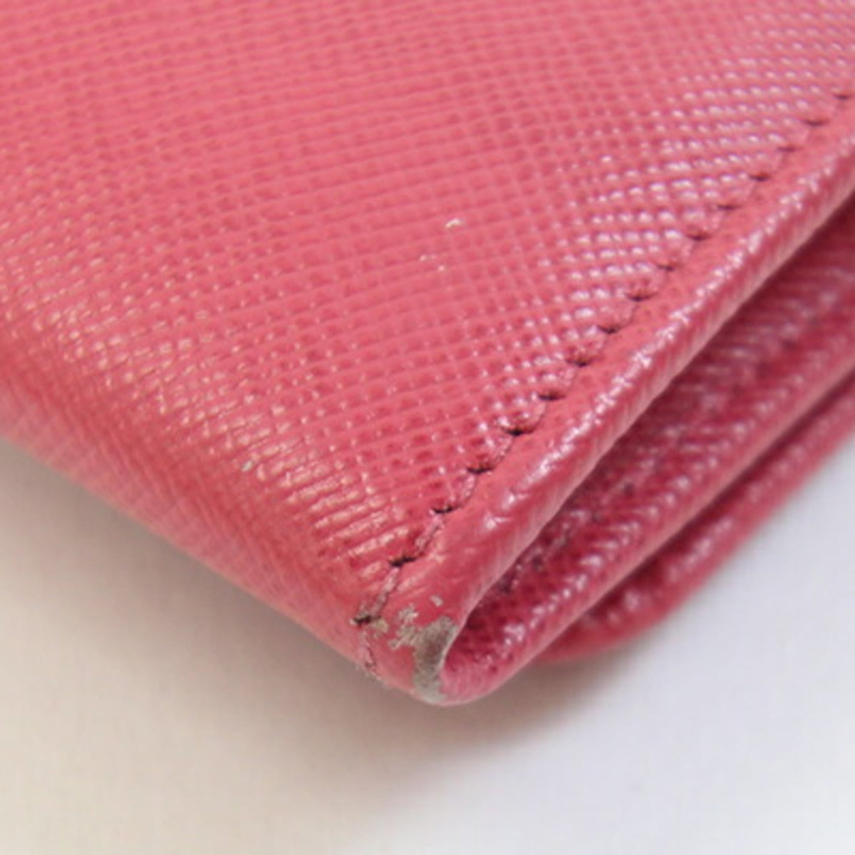 Prada Saffiano Peonia Pink Saffiano Metal Leather Long Wallet (Bi-Fold) (Pre-Owned)