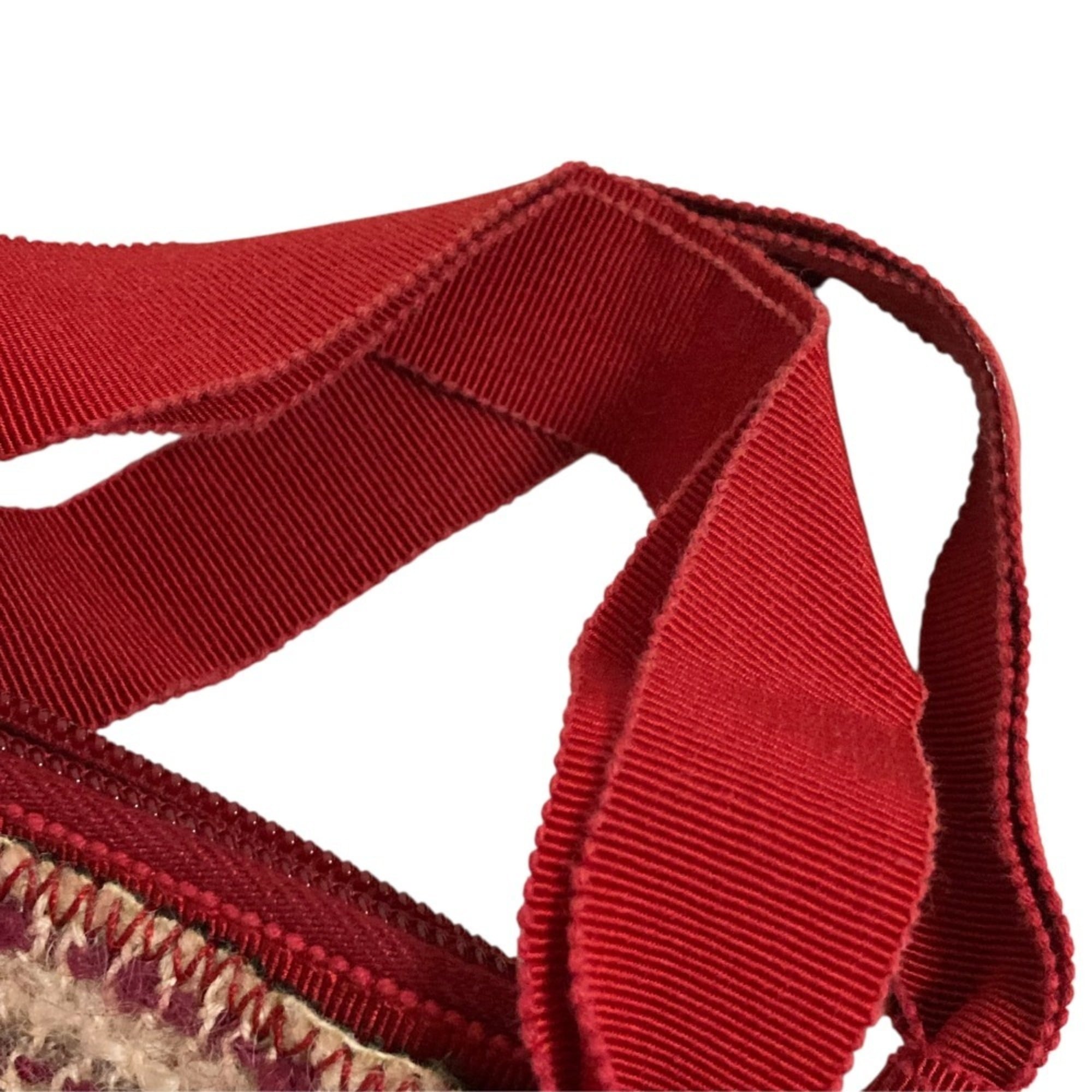 Prada Red Color Tweed Handbag (Pre-Owned)