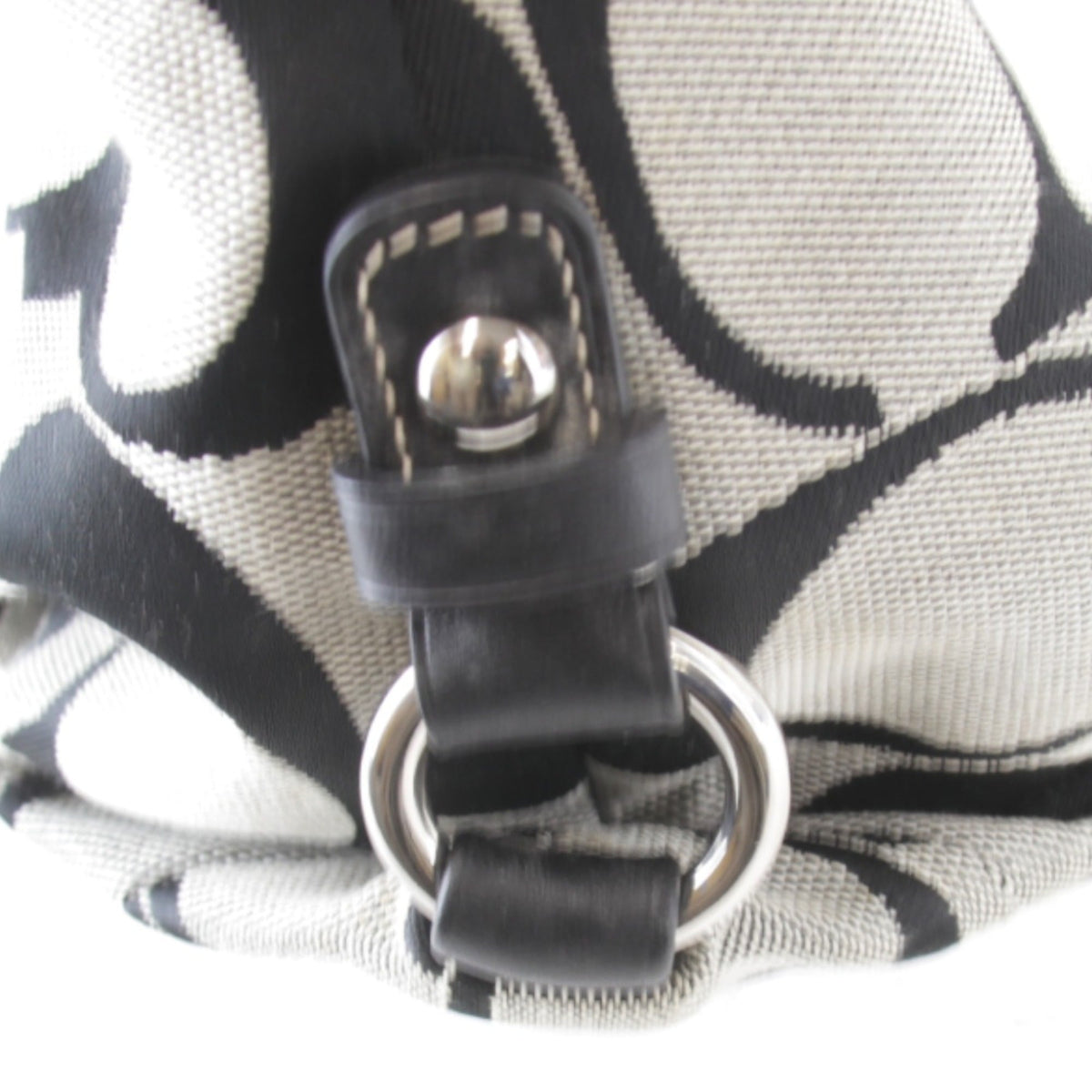 Coach Black Gray Canvas Leather Shoulder Bag (Pre-Owned)