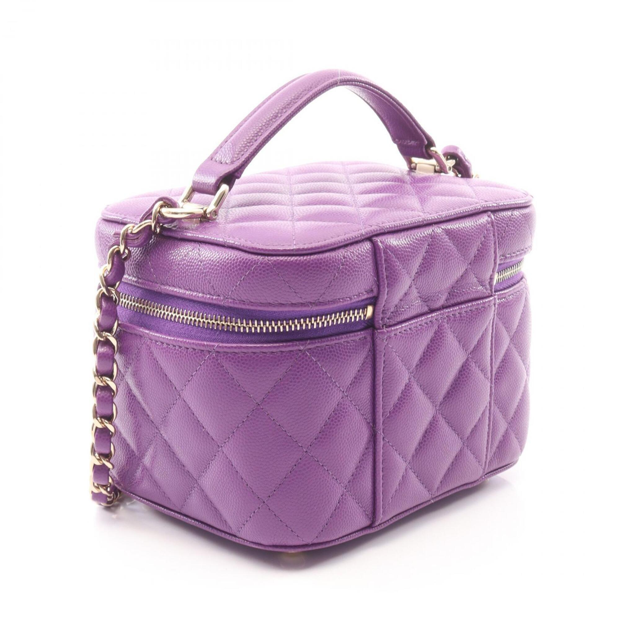 Chanel Purple Grained Calfskin Handbag Shoulder Bag Vanity Bag (Pre-Owned)