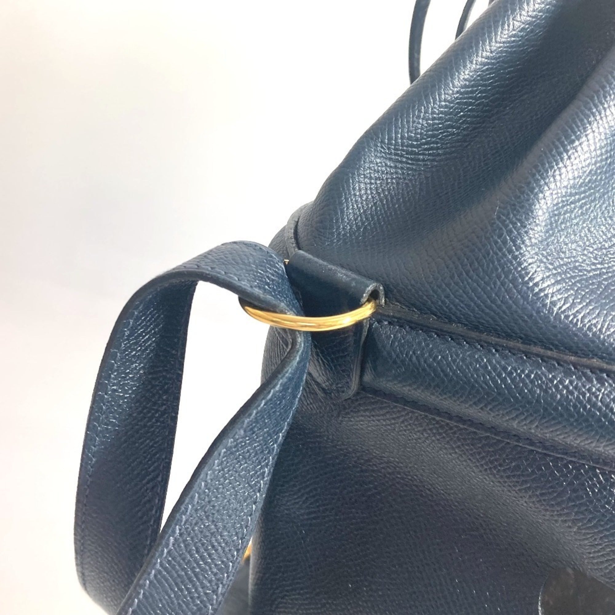 Hermes Navy Leather Shoulder Bag (Pre-Owned)